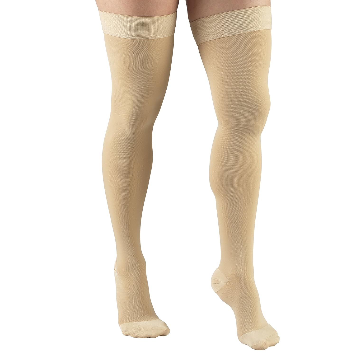 Truform – Medias de compresión de 20-30 mmHg para hombres y mujeres, largo hasta el muslo, con parte superior de puntos y puntera cerrada, talla L,