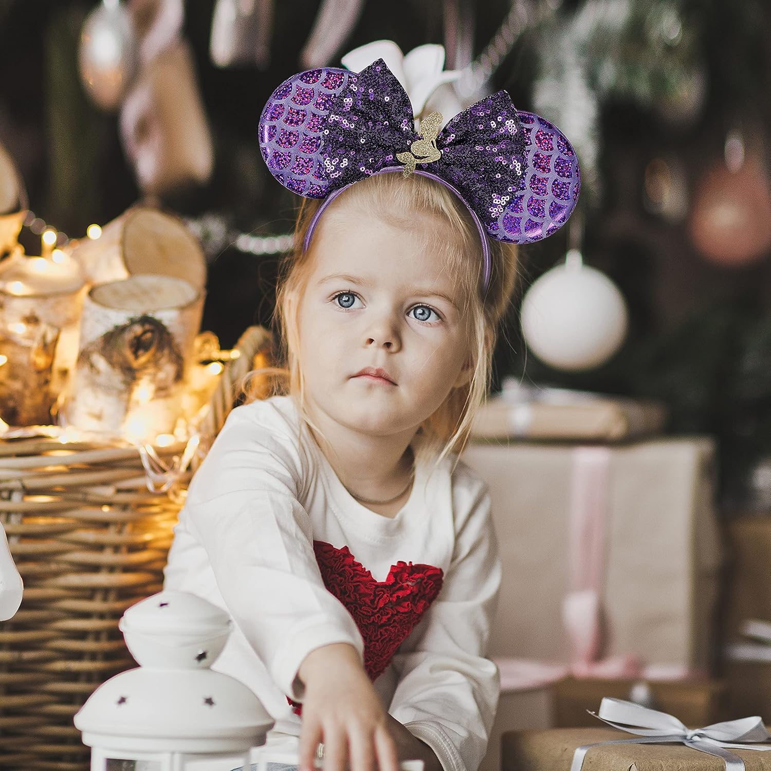 FANYITY – Orejas de ratón, diadema con orejas de ratón y lentejuelas para niños, niñas y mujeres, disfraz de princesa, Cosplay, decoración para