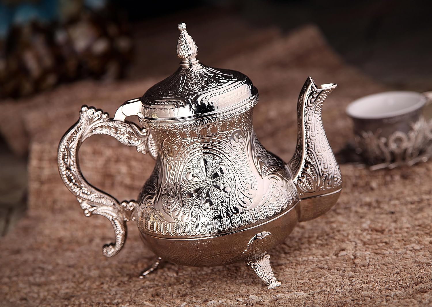 Heybeli – Jarra de tetera decorativa árabe turca (dorada)