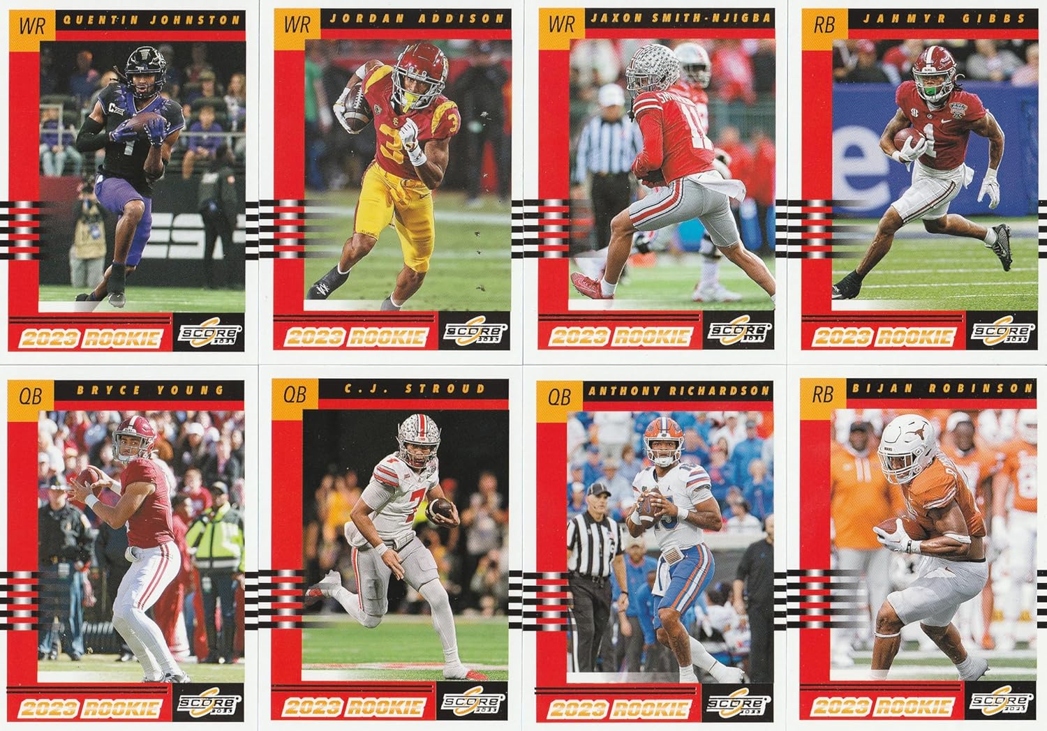 2023 Panini Score Football Cards Retro ’03 Rookie INSERT SET 10 CARDS Bryce Young Anthony Richardson CJ Stroud Bijan Robinson and More