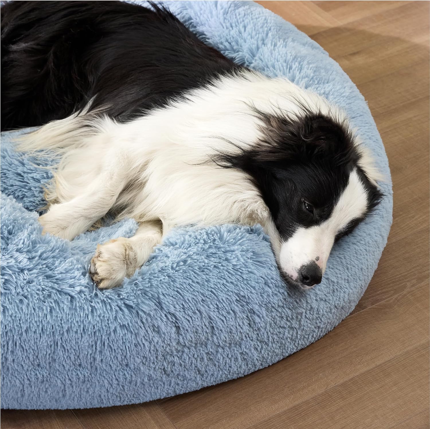 Bedsure Cama calmante para perros grandes  Cama grande lavable en forma de dona, cama para perros de pelo sintético redondo y antideslizante, se