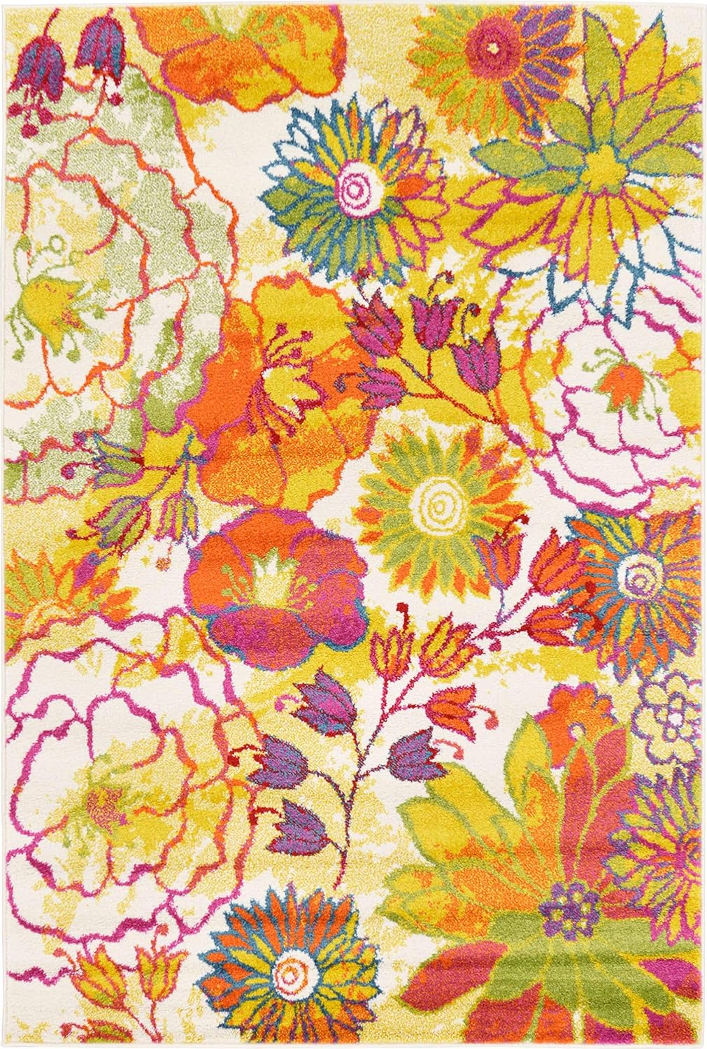 Unique Loom colección Lyon – Alfombra de área de diseño floral, estilo moderno