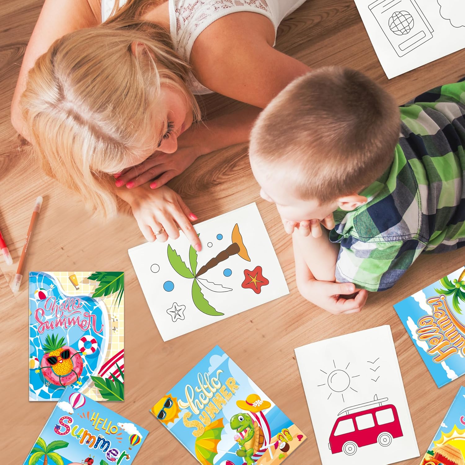 24 mini libros para colorear a granel para niños, regalos de fiesta en la playa de verano, pequeño libro de dibujo artístico que incluye flamencos,