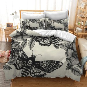 Juego de ropa de cama con estampado digital 3D Cráneo de la muerte y flor crema 100% microfibra cepillada Juego de funda de edredón de 3 piezas, Juego de ropa de cama con estampado digital 3D Cráneo de la muerte y flor crema 100% microfibra cepillada Juego de funda de edredón de 3 piezas,