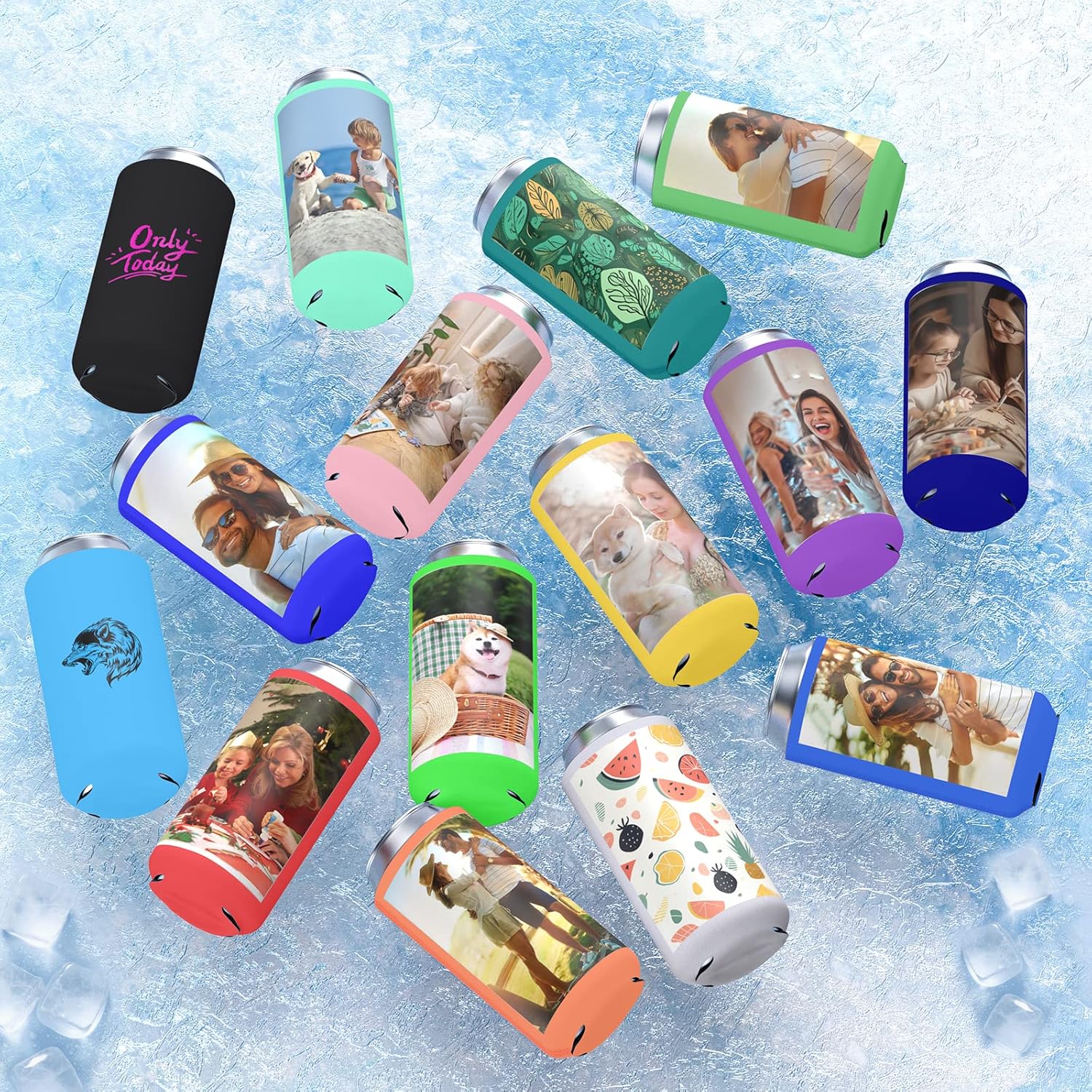 20 fundas delgadas para enfriar latas, enfriadores de bebidas reutilizables con aislamiento a granel personalizables para botellas de agua,