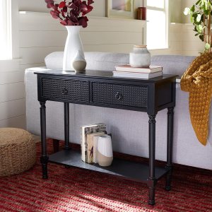 Safavieh Home Collection Haines – Mesa consola con 2 cajones y estante inferior negro Safavieh Home Collection Haines – Mesa consola con 2 cajones y estante inferior negro