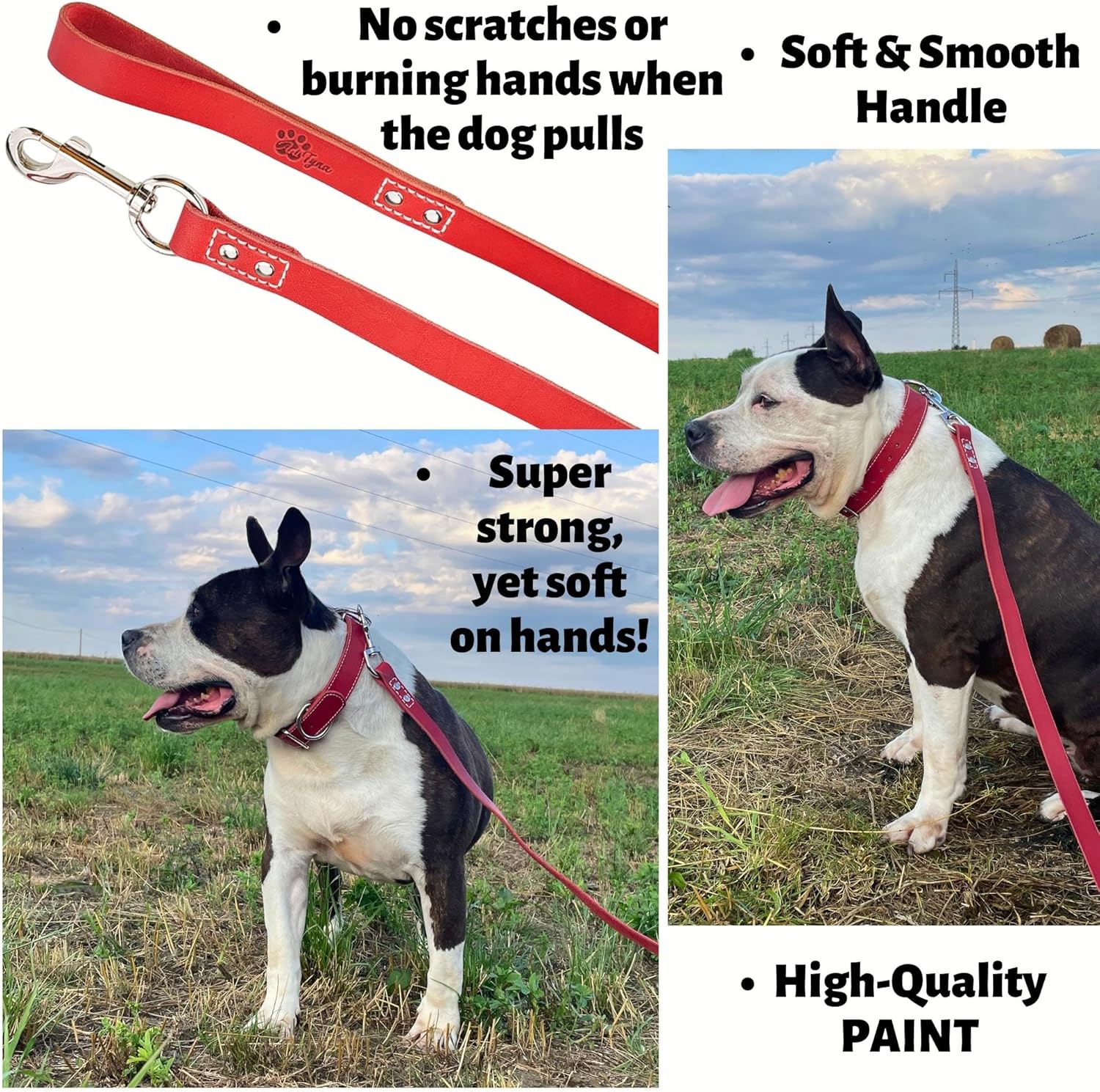 Correa de cuero resistente para perros de 6 pies  Correa de cuero fuerte y suave para perros extra grandes y grandes  Correa de entrenamiento de