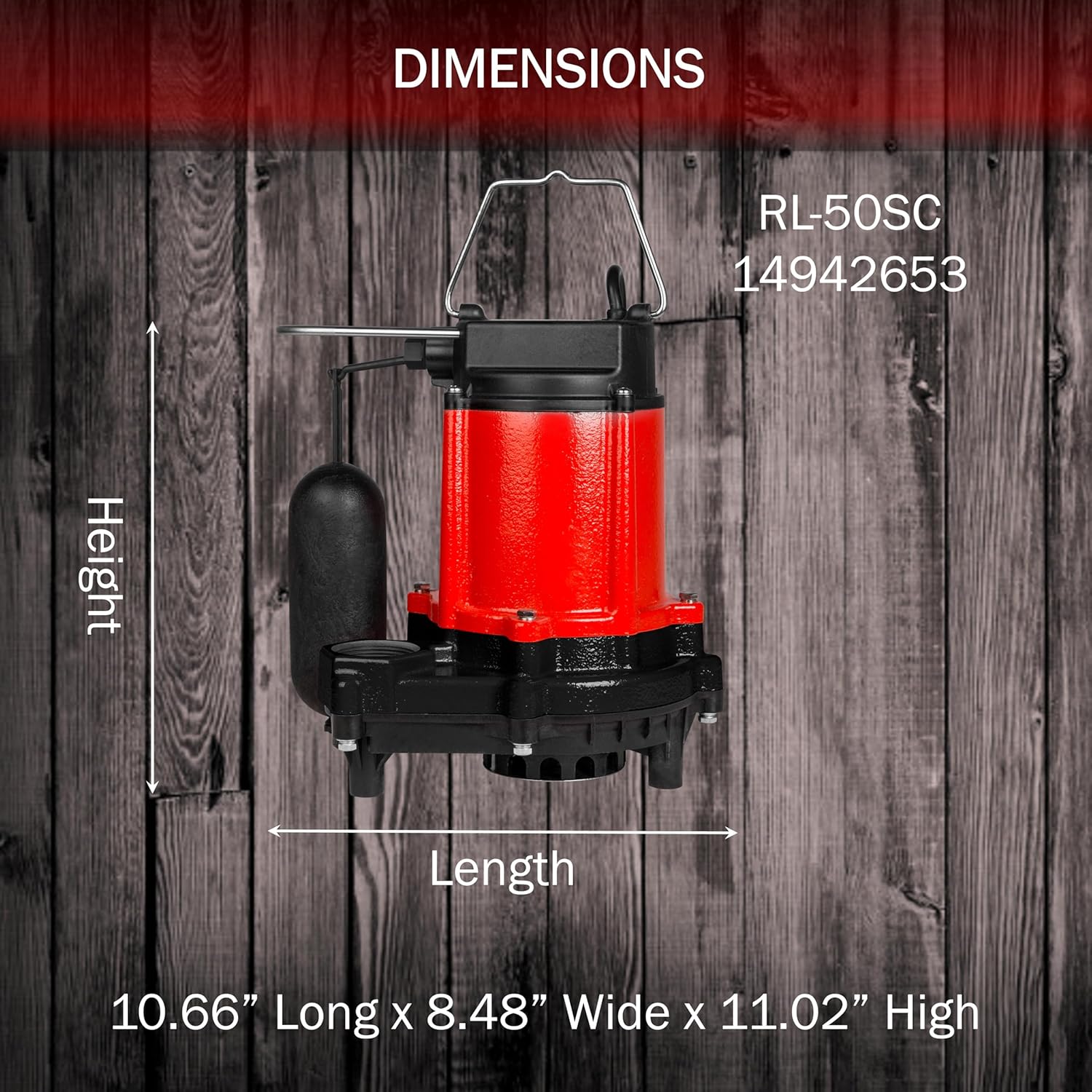 Red Lion RL-50SC 14942653 Bomba de sumideroefluente de hierro fundido de 12 HP, 115 voltios, 4000 GPH, con interruptor de flotador de acción a
