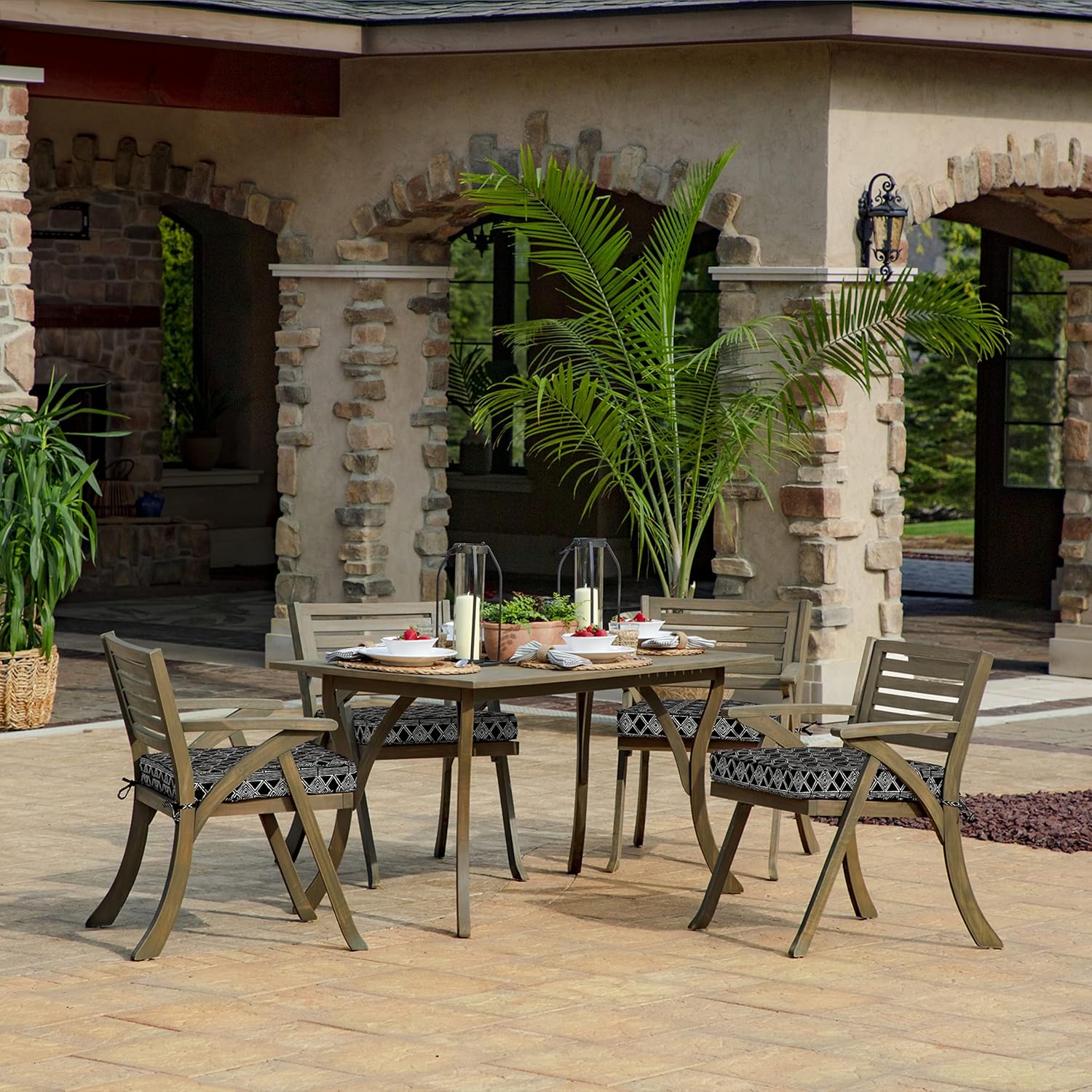 Arden Selections Cojín moderno para asiento de exterior, 20 x 20, rayas globales negras