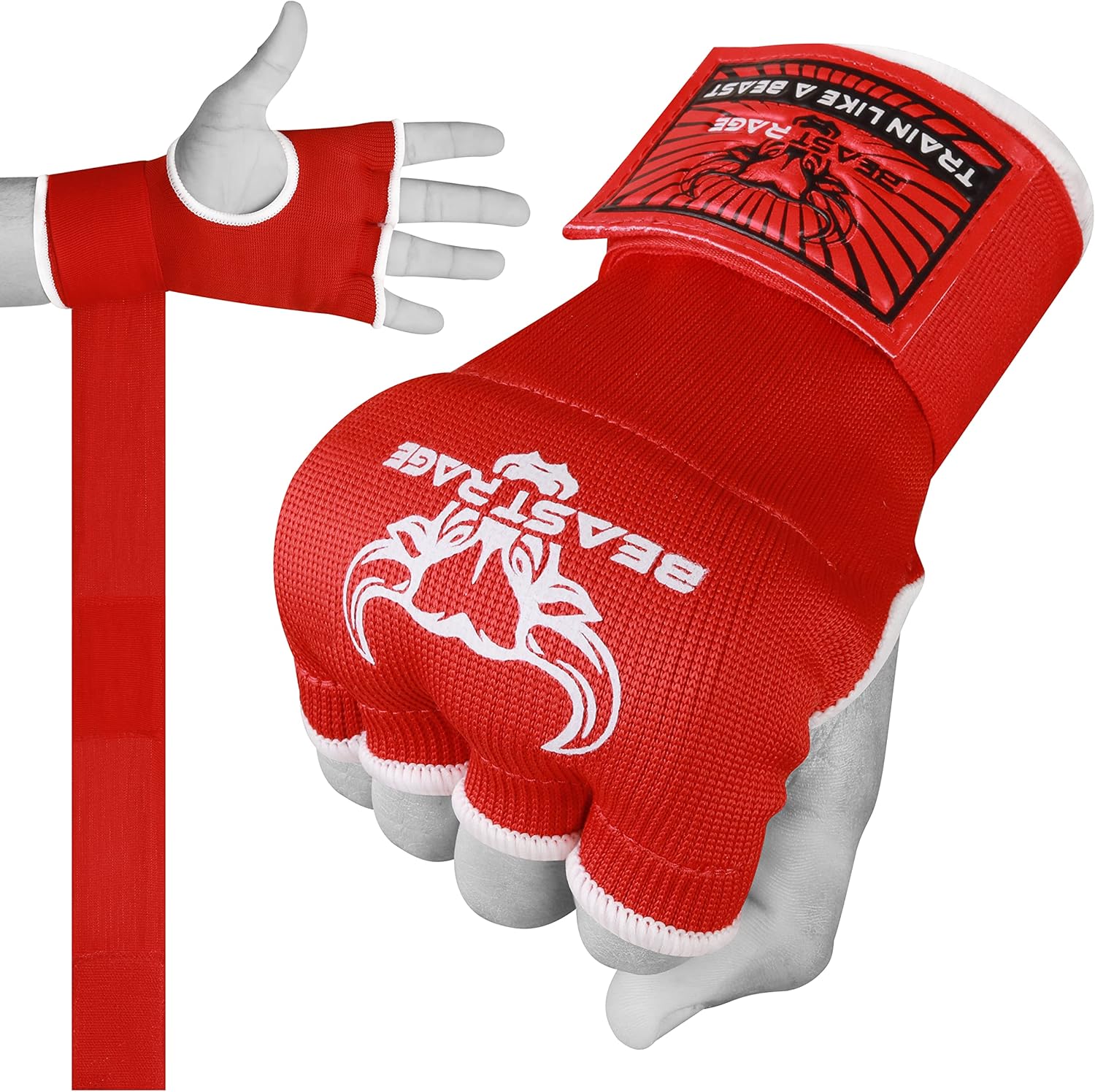 BEAST RAGE Guantes interiores con envolturas de mano, envoltura rápida, largo de 36 pulgadas, soporte de muñeca de MMA, vendajes Muay Thai,