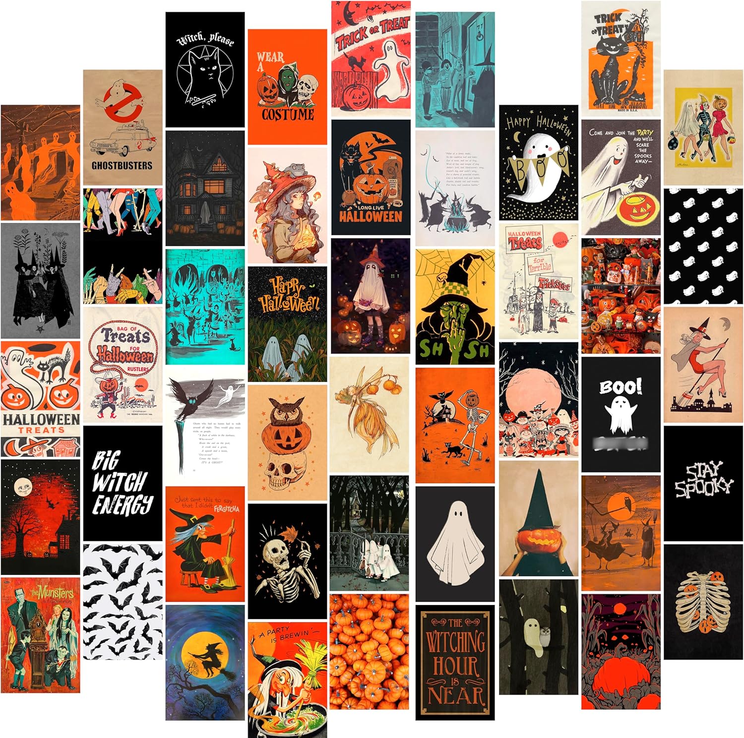 Waschbär Kit de collage de pared de Halloween, imágenes estéticas, decoración de habitación de Halloween, póster de Halloween para adolescentes,