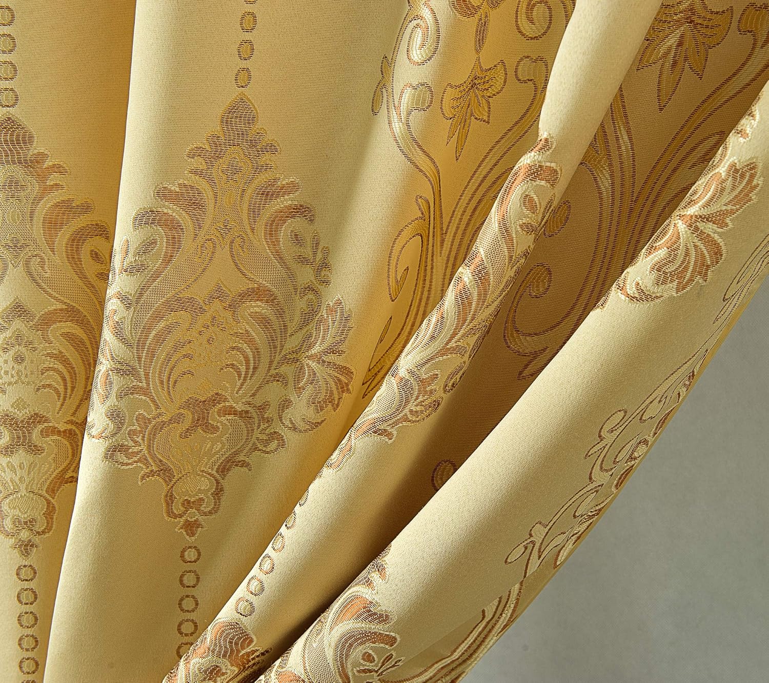 Rosetta – Panel de cortina jacquard texturizado con cenefa adjunta de 18 pulgadas, 54 x 84 pulgadas, dorado