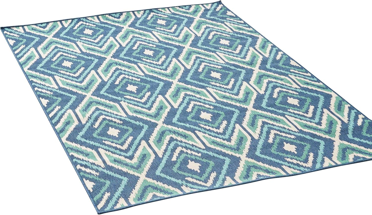 Christopher Knight Home Heather – Alfombra geométrica para exteriores, 5 x 8, azul marinoverde