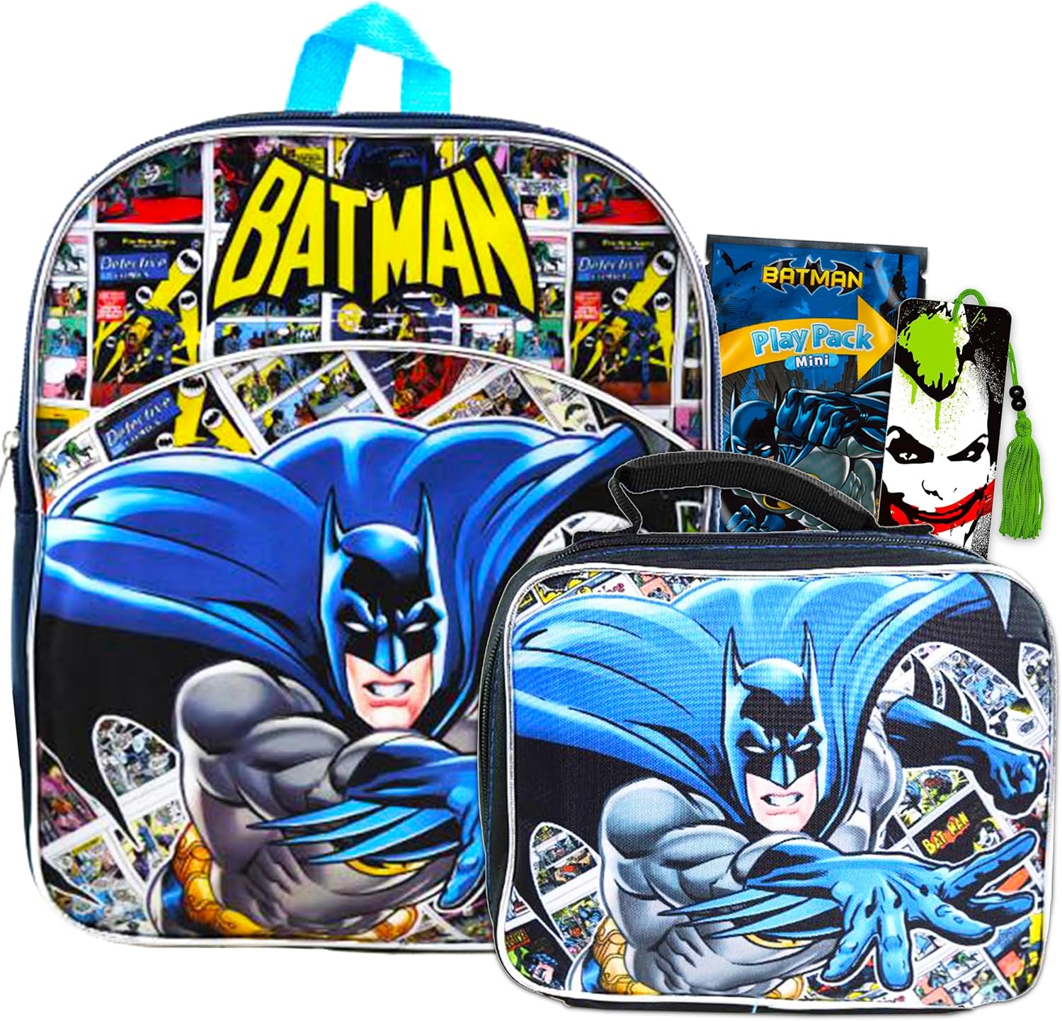 Batman Mochila con lonchera para niños pequeños  Bolsa escolar de Batman de lujo de 11 pulgadas para niños y hombres con bolsa de almuerzo de