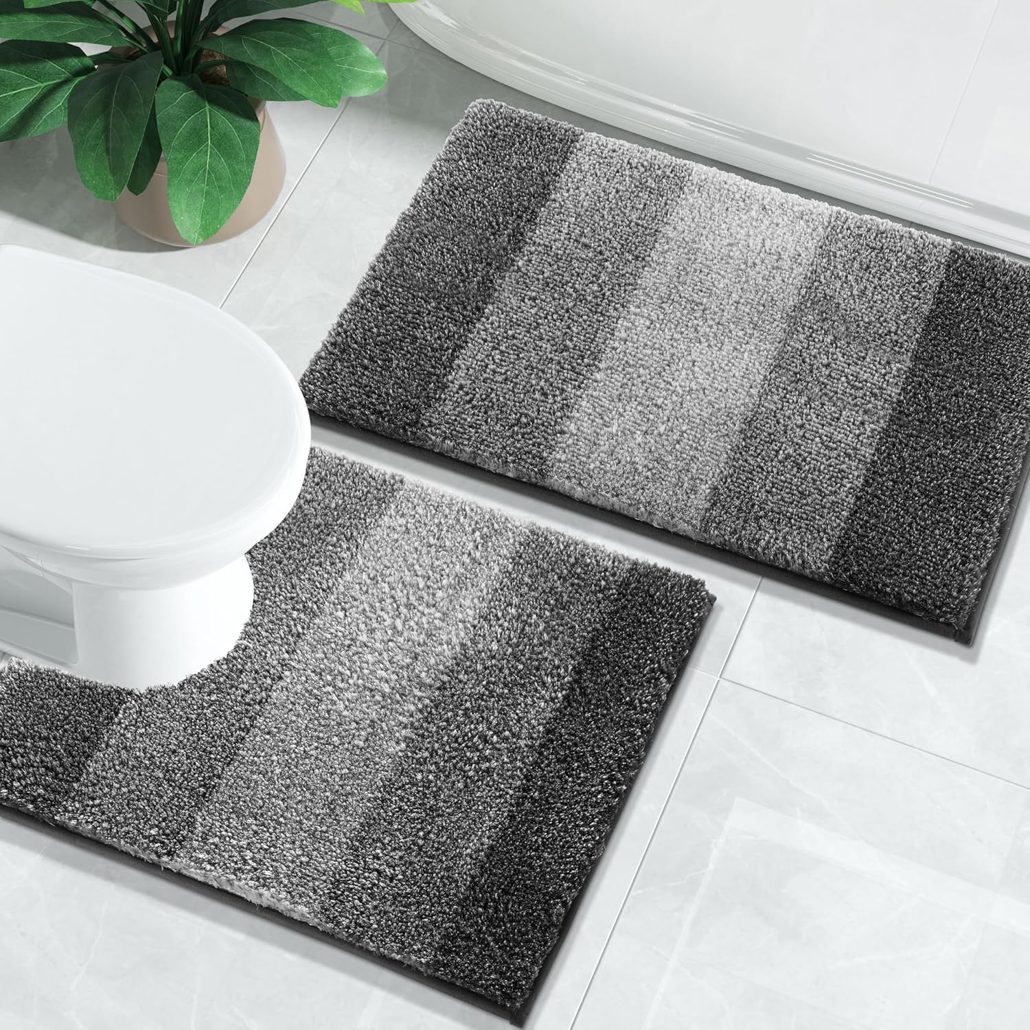 Yimobra Tapete de baño de microfibra absorbente de felpa suave y cómoda, extra grueso, antideslizante, lavable a máquina, tapete de baño para suelo