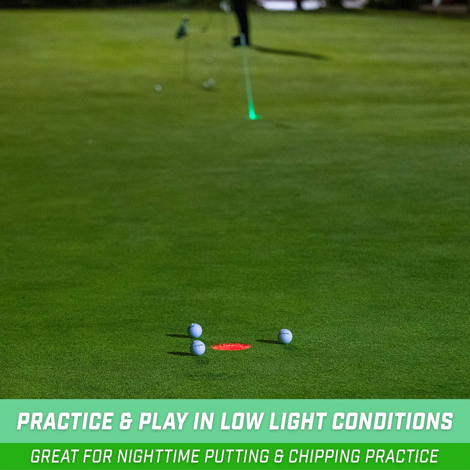 GoSports Paquete de 3 luces de agujero de golf iluminadas, ideales para jugar golf con poca luz, práctica de putting, práctica de astillado y más