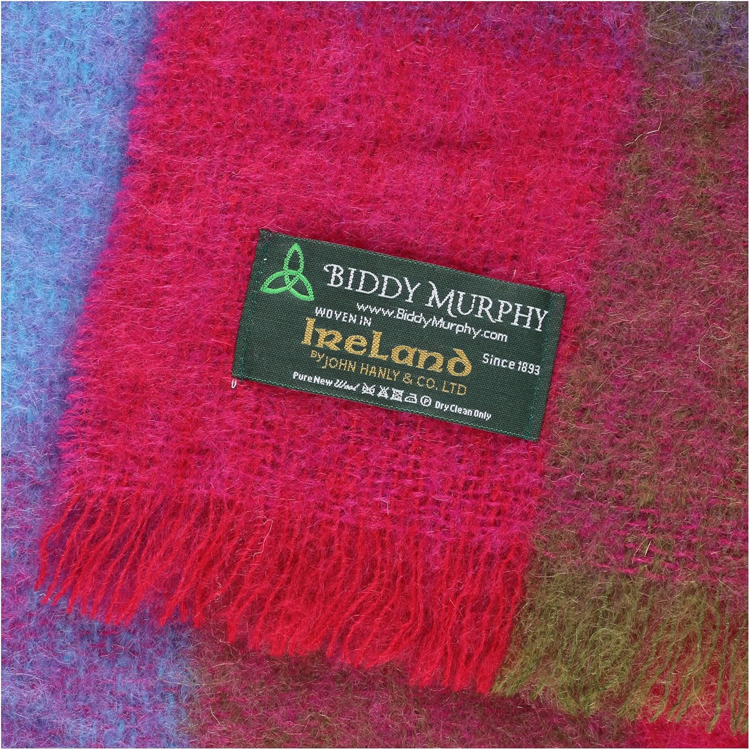 Manta de lana y mohair de angora irlandés genuina de Irlanda, 72 x 54 pulgadas, estilo celta tradicional, sensación y calidez supersuaves, cuadros