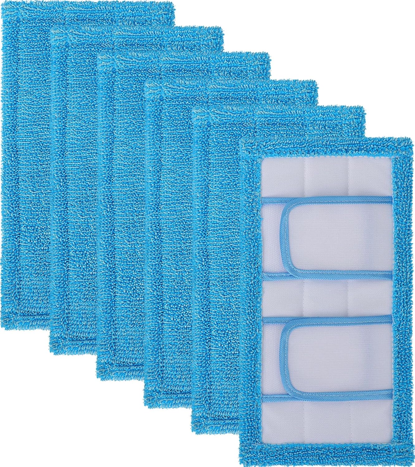 Paquete de 6 almohadillas reutilizables para trapeador compatibles con trapeador Swiffer, almohadillas de repuesto de microfibra lavables