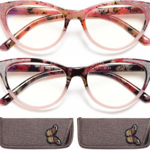 YTDBNS Gafas de lectura de ojo de gato para mujer, paquete de 2 lentes de computadora de moda con bloqueo de luz azul con bisagra de resorte, YTDBNS Gafas de lectura de ojo de gato para mujer, paquete de 2 lentes de computadora de moda con bloqueo de luz azul con bisagra de resorte,