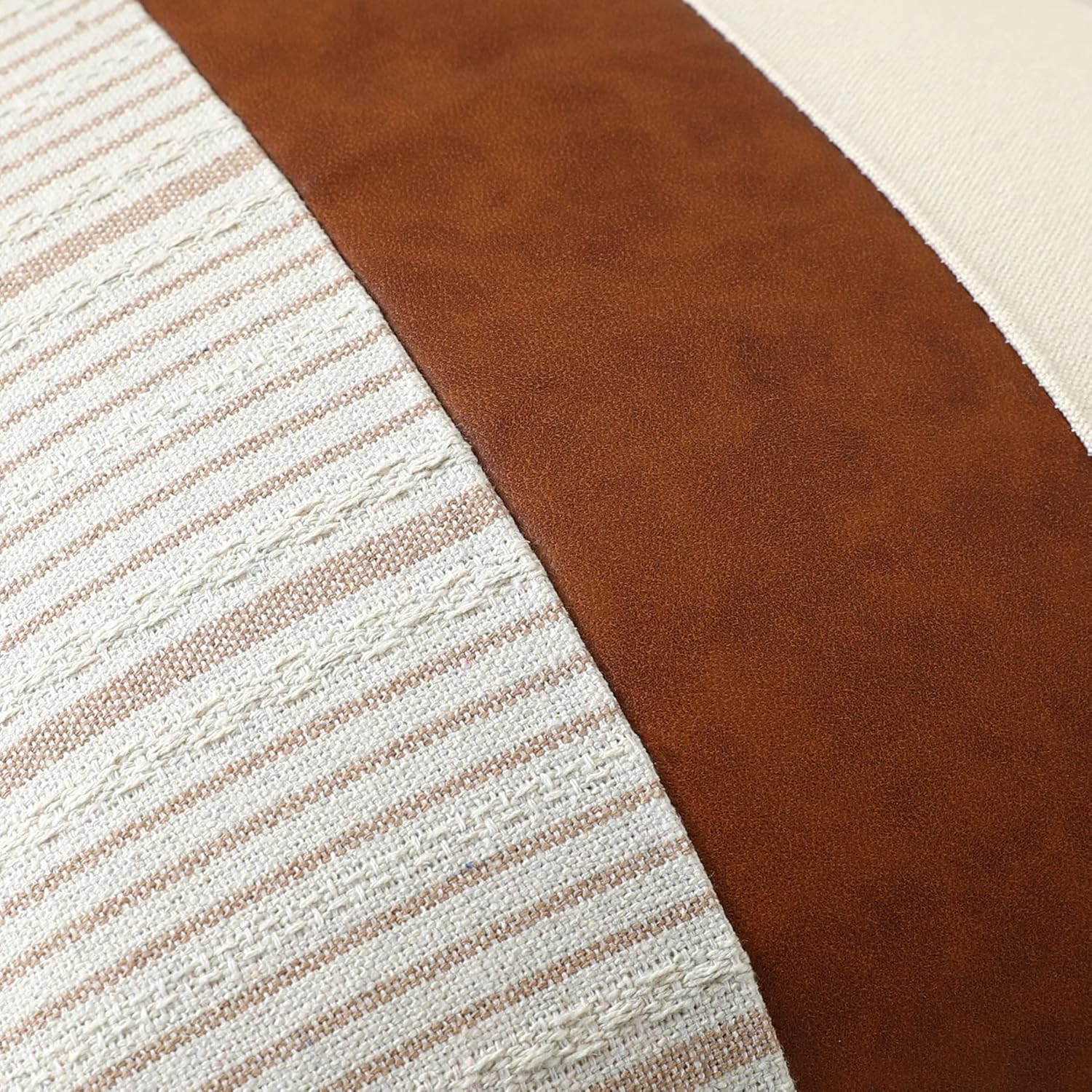 Fundas de almohada de 12 x 20 pulgadas, fundas de almohada de cuero sintético de algodón marrón claro, fundas de almohada decorativas para el hogar,