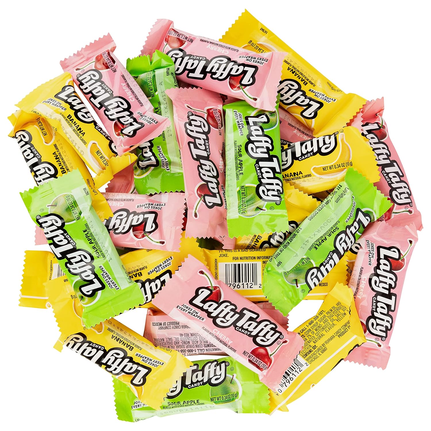 Laffy Taffy – Bolsa de 2 libras de delicioso surtido – Sabores de cereza, manzana agria y plátano, recién envasada por Snackadilly