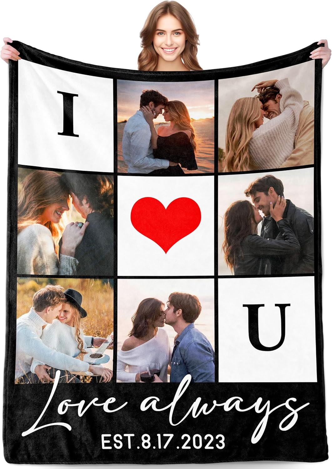 Funny DIY Regalos personalizados para parejas para novio, novia, esposa, marido, regalos para el día de San Valentín para él y ella, manta de fotos