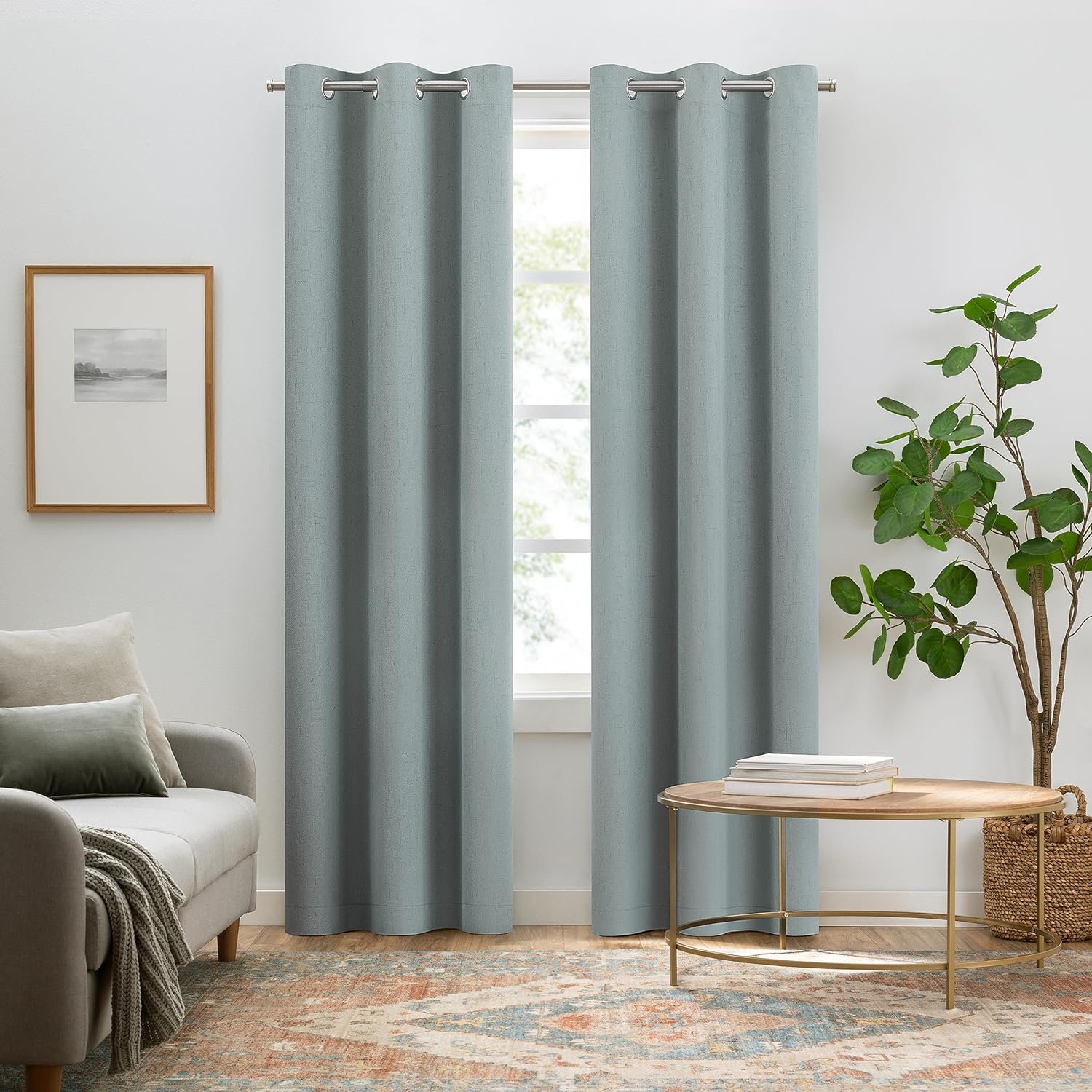 Eclipse Pembroke – Cortinas de lino sintético con ojales, 108 pulgadas de largo x 42 pulgadas de ancho, cortinas con aislamiento térmico y reducción
