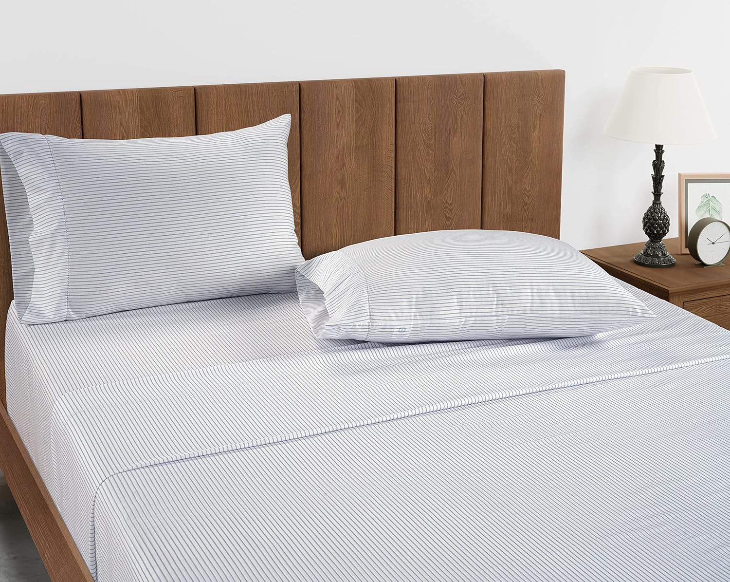 Lane Linen – Juego de 2 piezas con sábana bajera 100% algodón orgánico en tamaño individual y 1 funda de almohada, con tejido de percal de algodón