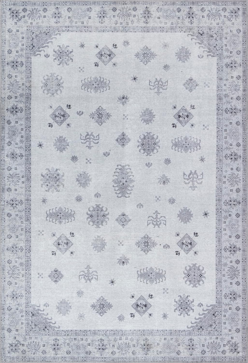 Adiva Rugs Alfombra lavable a máquina con parte trasera antideslizante para sala de estar, dormitorio, cuarto de baño, cocina, impresión vintage