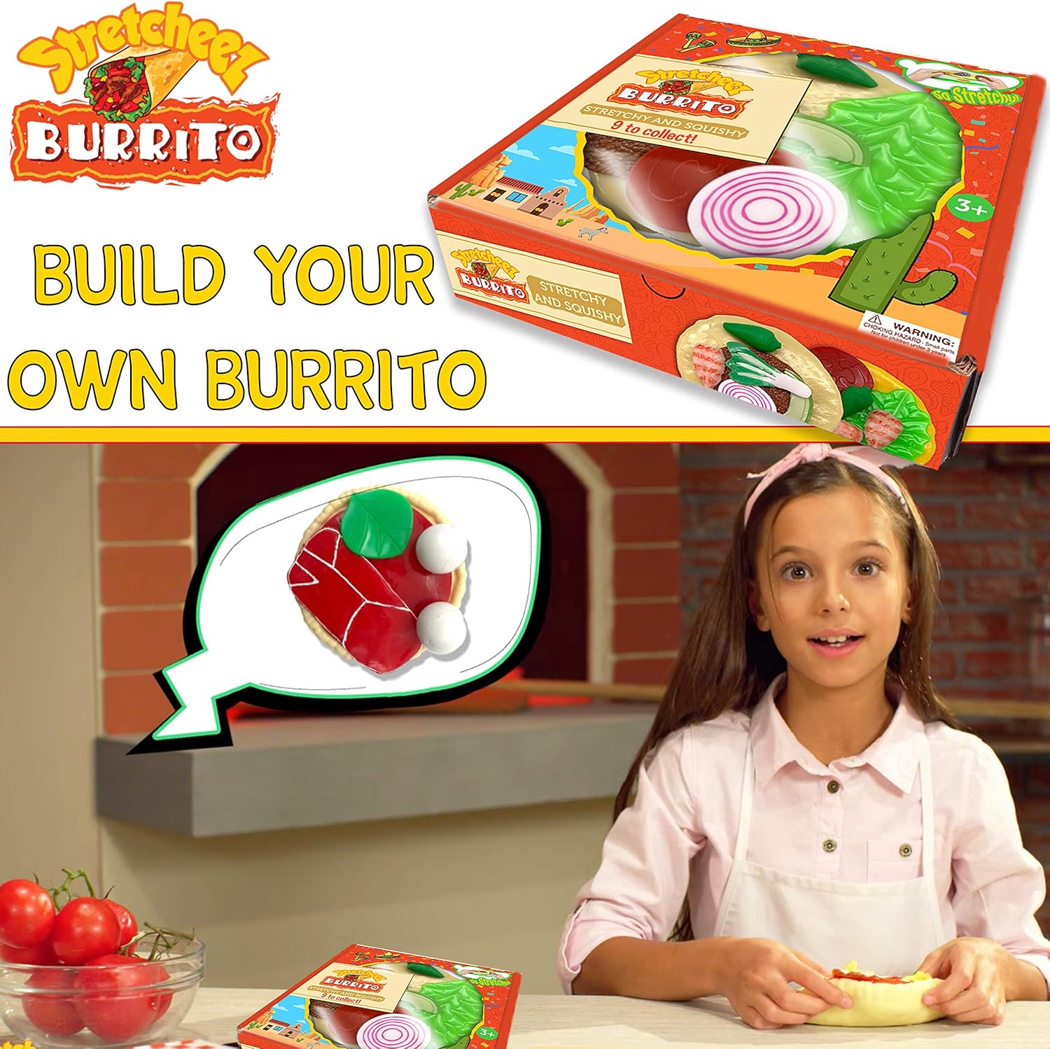 Stretcheez Burrito  Comida de juego para niños  Alimentos y coberturas elásticos  Mezcla y combina  Colecciónalos todos  Funciona con cocinas de