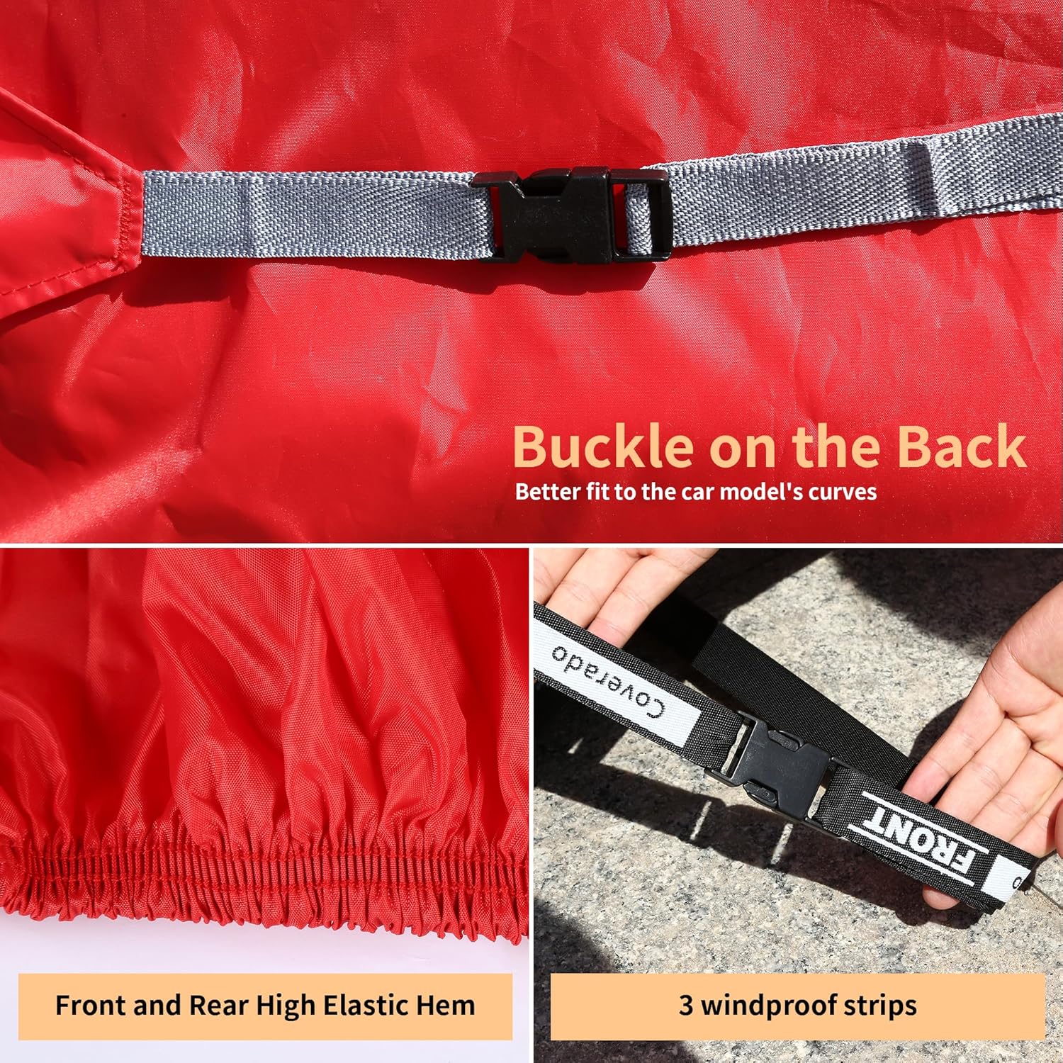 Coverado Funda impermeable para automóvil para todo tipo de clima, fundas para automóviles al aire libre con bolsillo para espejo con cremallera,