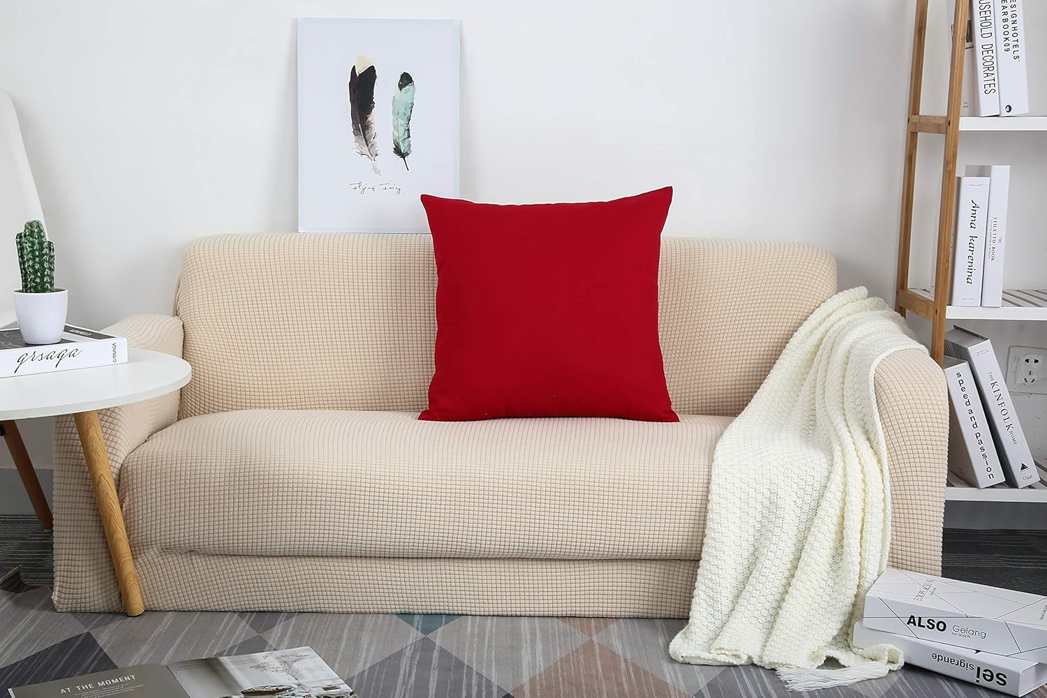 TangDepot – Funda de almohada hecha a mano 100% lona de algodón, Algodón, Rojo (Christmas Red)