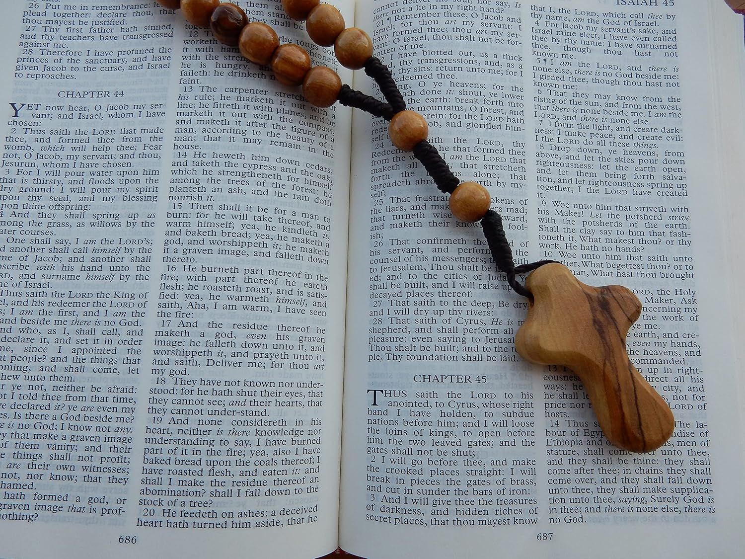 Rosario de cuerda anglicana con cruz de comodidad, producto genuino de alta calidad HJW – Cuentas de oración cristianas diseñadas exclusivamente