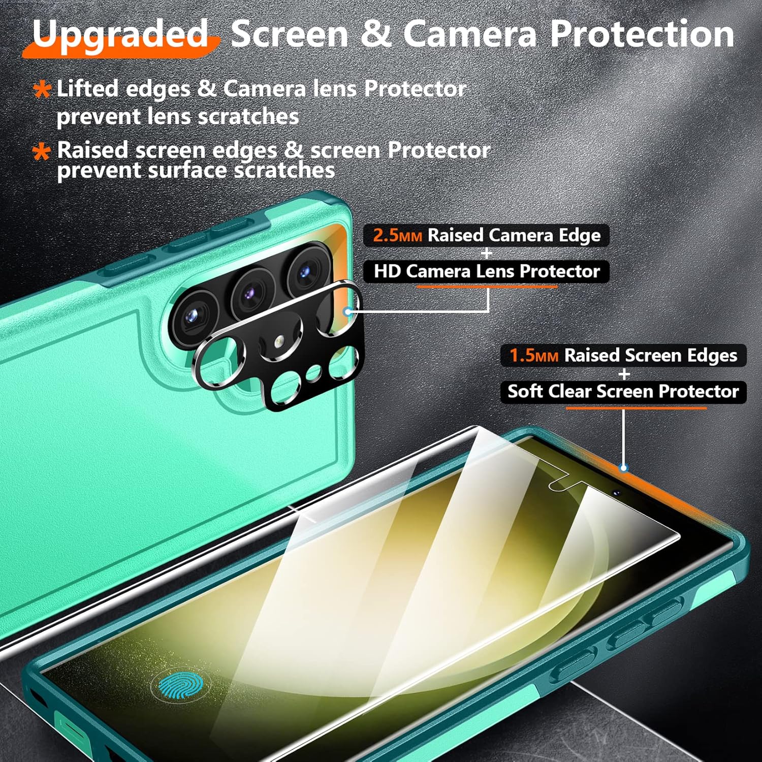 Red2Fire Funda para Samsung Galaxy S23 Ultra, a prueba de golpes de grado militar con 2 unidades protector de pantalla suave + protector de lente