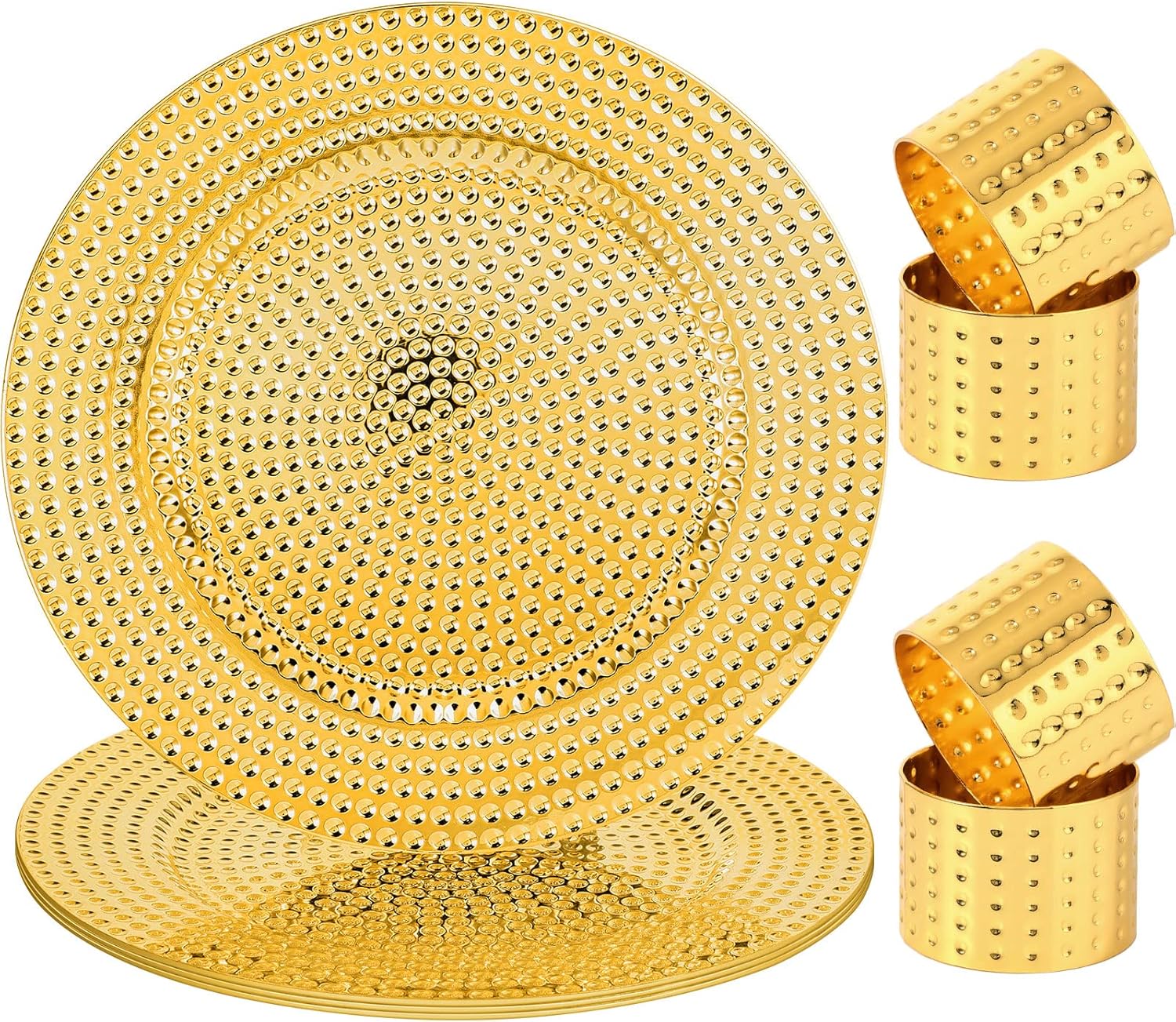 Juego de 4 platos de carga de 13 pulgadas, cargadores para platos llanos, platos rústicos galvanizados, servilleteros, servilleteros modernos para