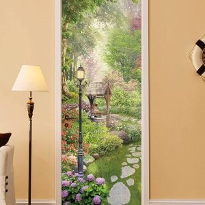 FLFK Adhesivo mural para puerta, escénico, despegar y pegar, tamaño combinado 32 x 80 pulgadas, dividido en 2 piezas FLFK Adhesivo mural para puerta, escénico, despegar y pegar, tamaño combinado 32 x 80 pulgadas, dividido en 2 piezas