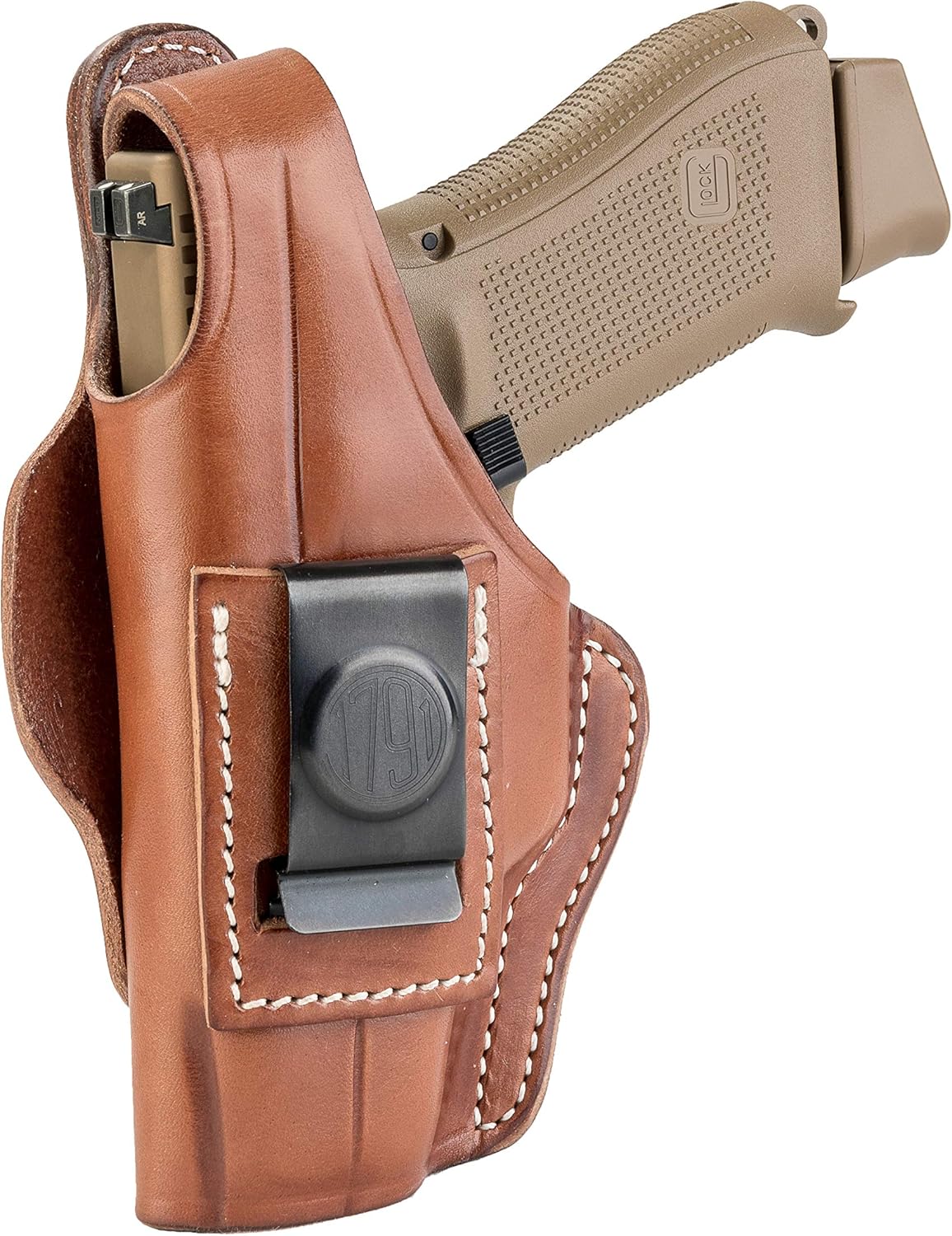 1791 GUNLEATHER Funda de piel para pistola de mano derecha OWB e IWB, compatible con Glock 17 19 22 23 32, Ruger SR9 SR22, Sig P225 P299, SW MP9