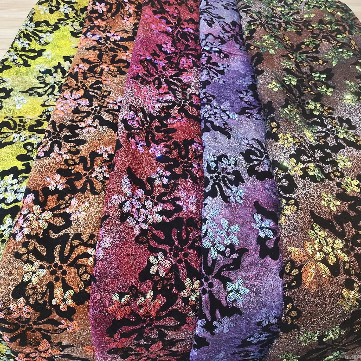 Bestway Tela de encaje africano de terciopelo cortado con láser, 5 yardas, lentejuelas de moda, bordado, malla francesa, material de encaje, mujeres
