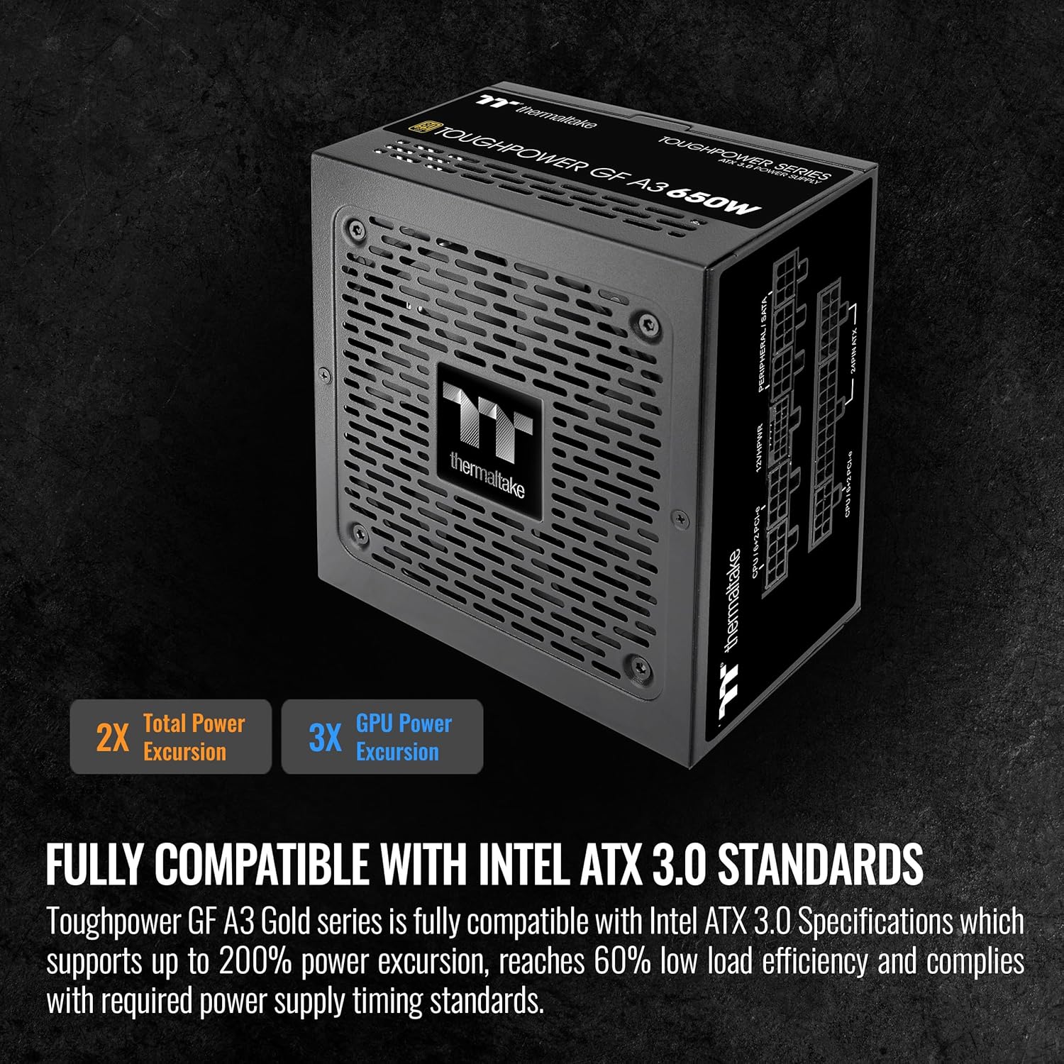 Thermaltake Toughpower GF A3 650W 80+ Gold Full Modular SLICrossfile Ready ATX 3.0 Fuente de alimentación estándar conector PCIe Gen.5 300W 12VHPWR