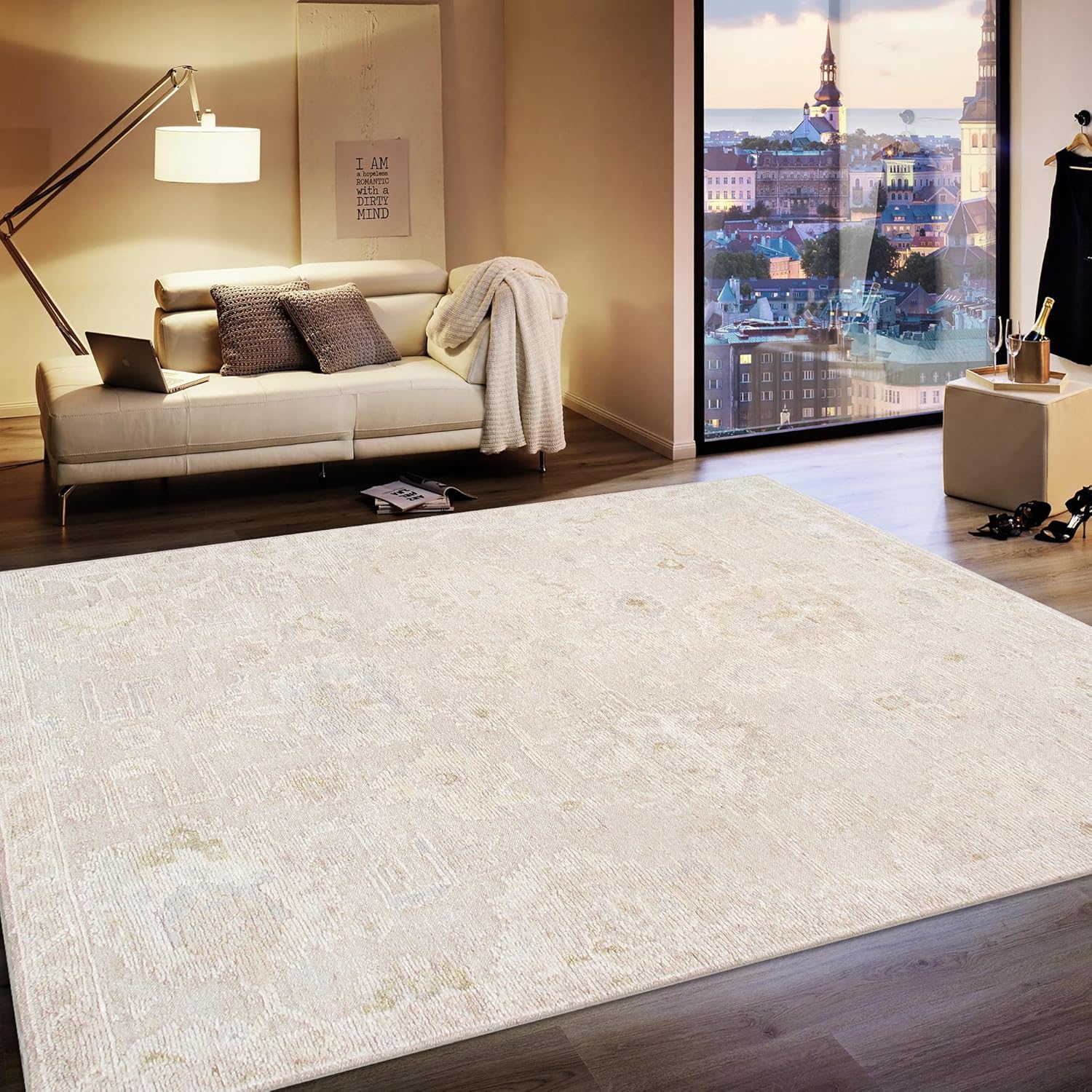 Pasargad Home Oushak Collection Alfombra de pelo de lana 100% anudada a mano, color camello, 9 pies 3 pulgadas x 12 pies 2 pulgadas