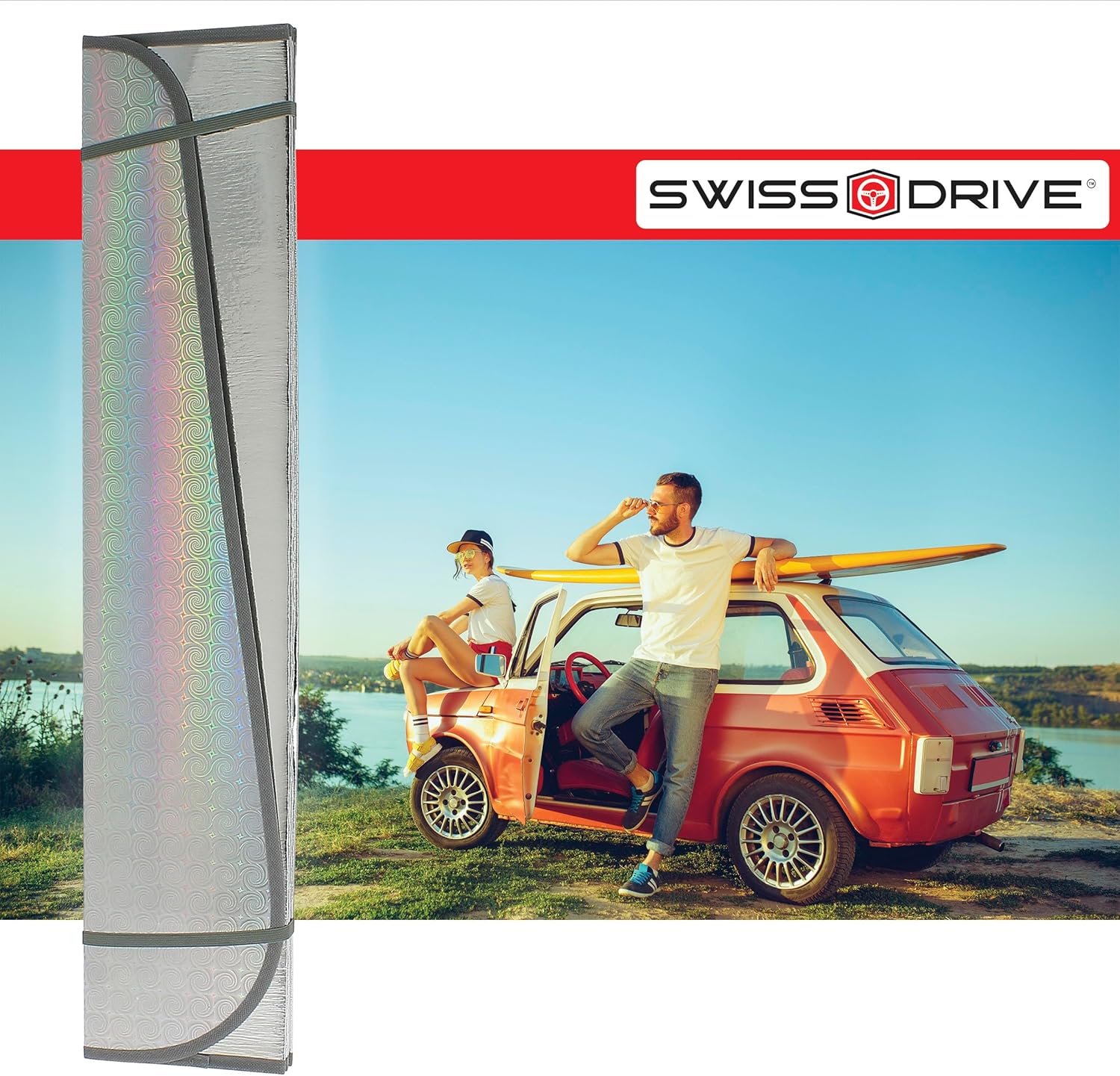CAR+ Parasol grande delantero de ajuste universal para automóvil (medidas 57 x 23 pulgadas)