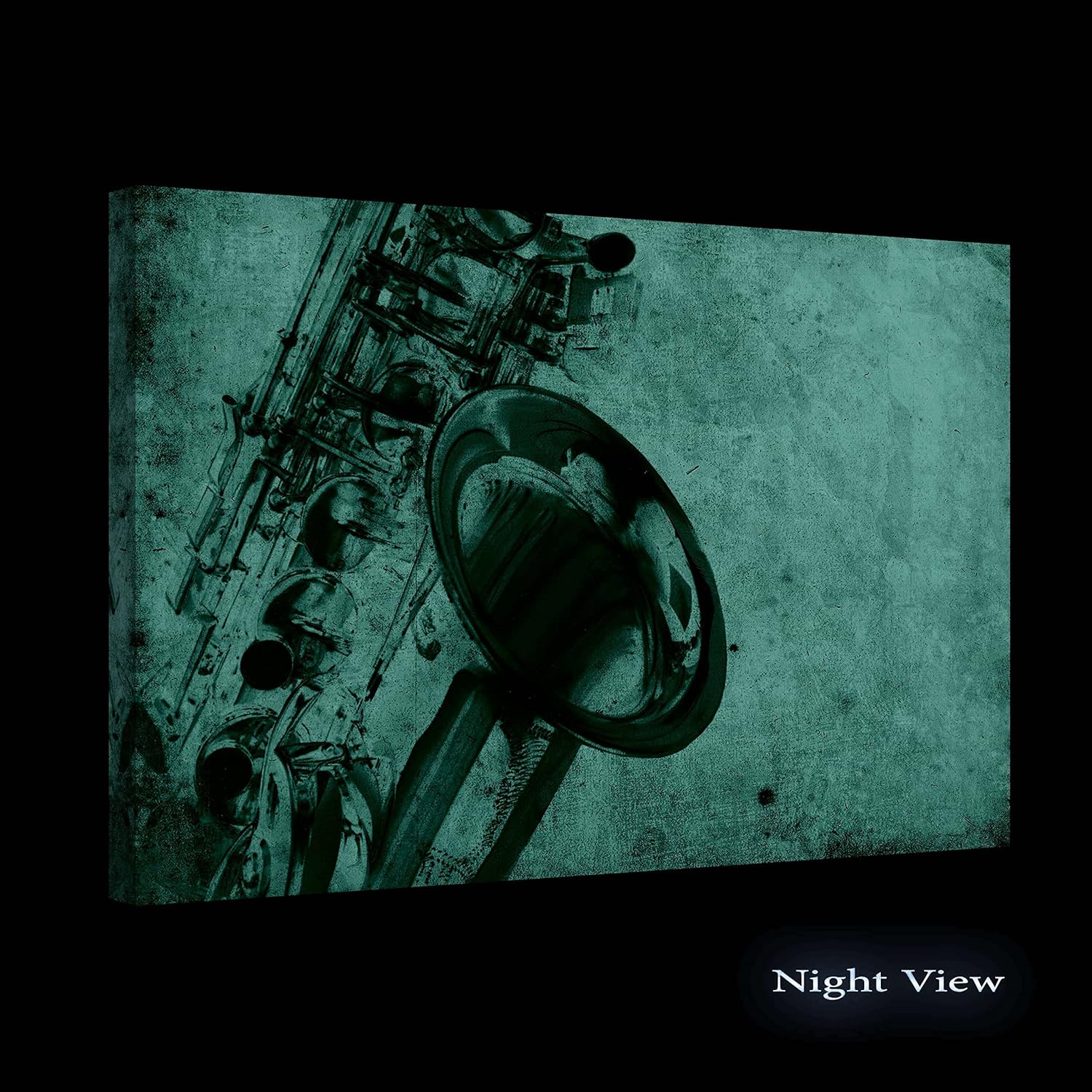 Startonight Lienzo decorativo para pared, diseño de saxofón grunge, música retro dorada, enmarcado de 24 x 36 pulgadas