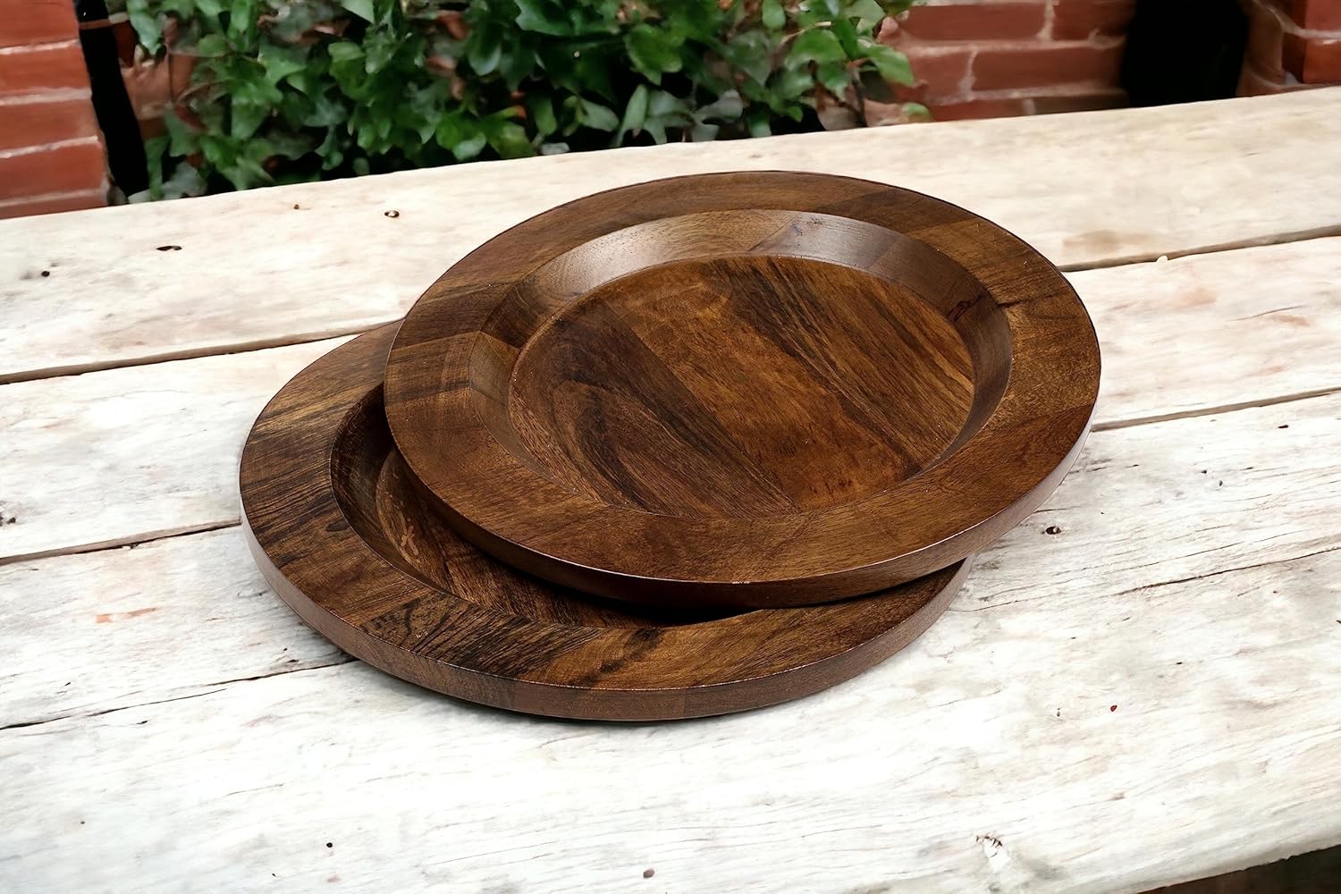 CLEENTABLE Placa de carga de madera, juegos de platos de carga de madera, cargadores de madera para platos llanos, manteles individuales de madera,