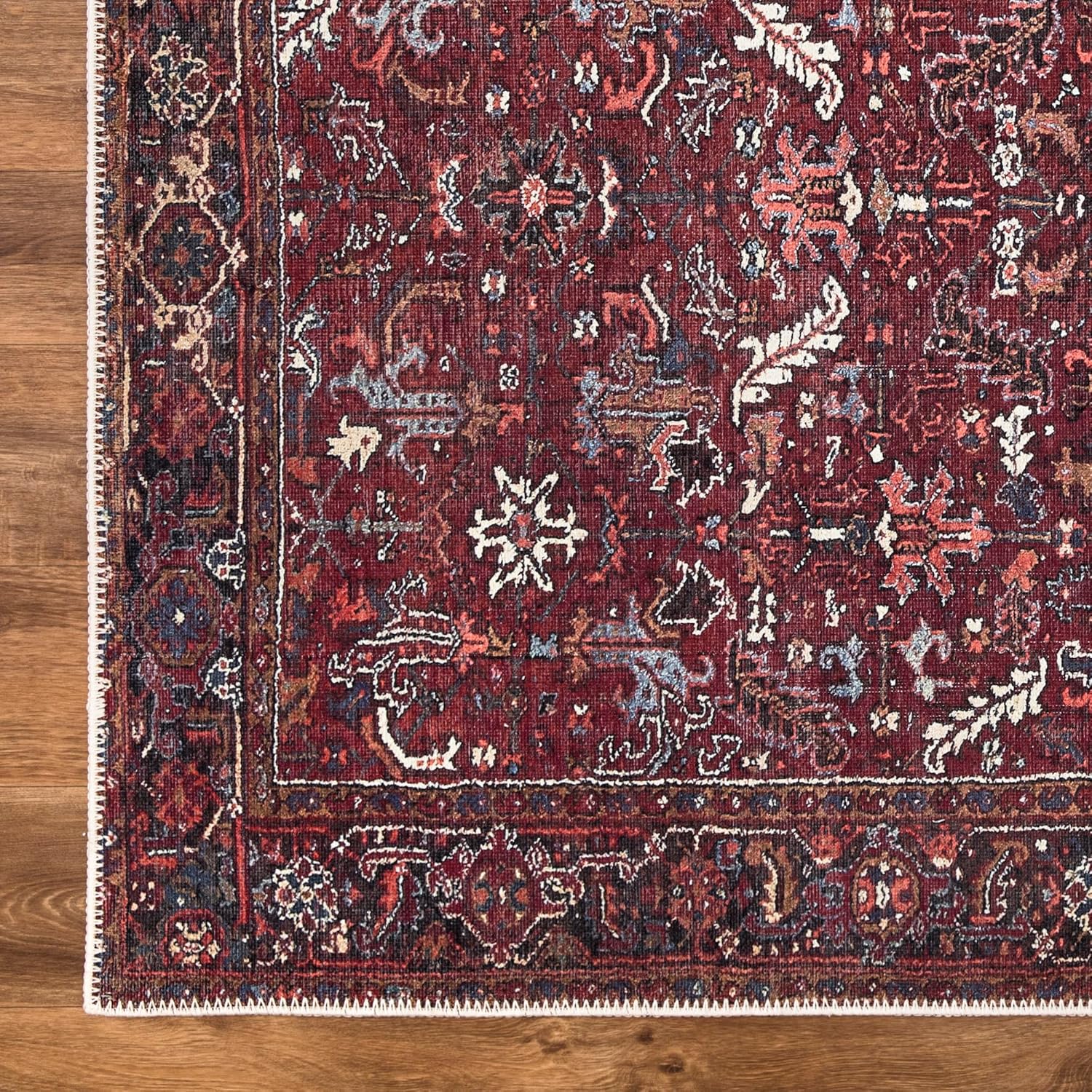 Bloom Rugs Alfombra lavable antideslizante de 3 x 5 pies  Alfombra tradicional con bordes para sala de estar, dormitorio, comedor y cocina, tamaño