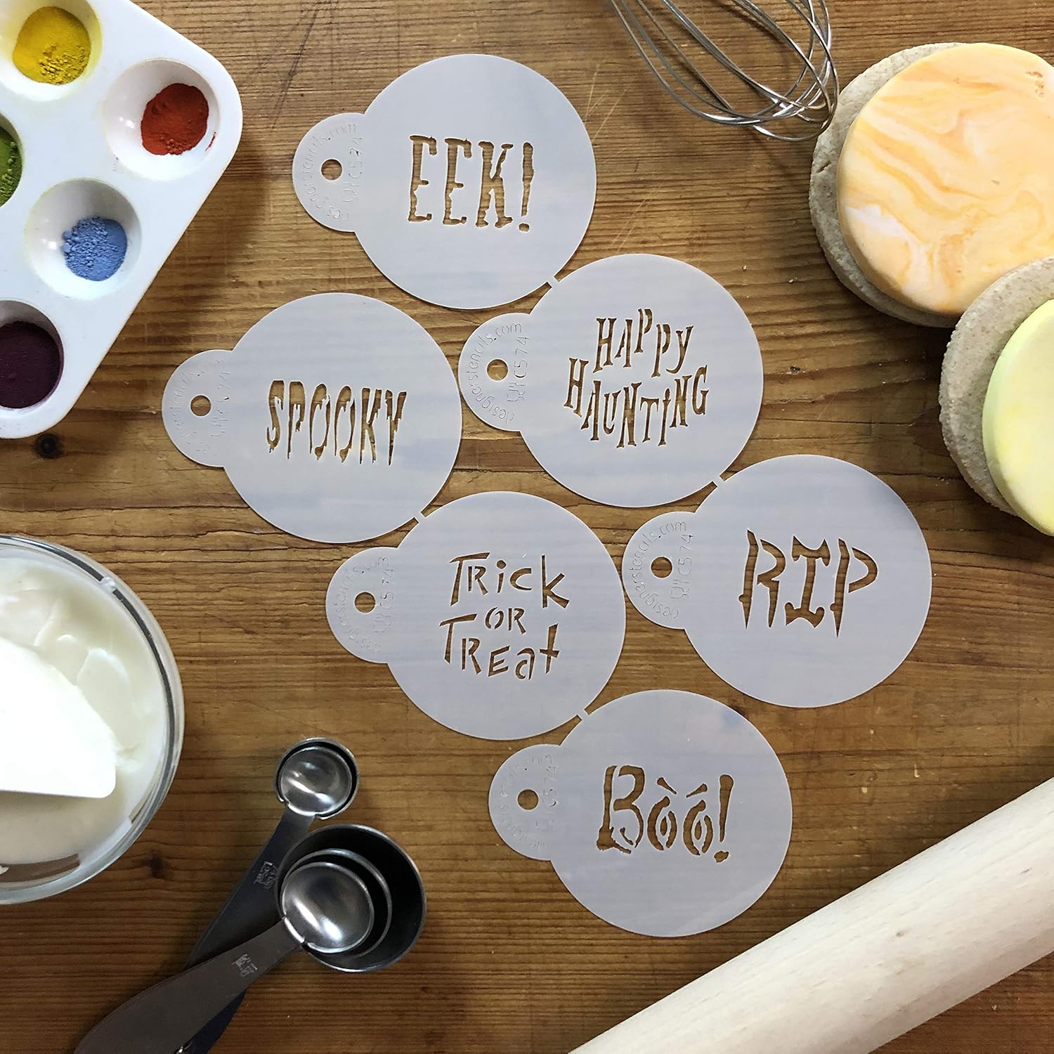 Designer Stencils Dichos pequeños de plantillas de galletas de Halloween, beigesemitransparente