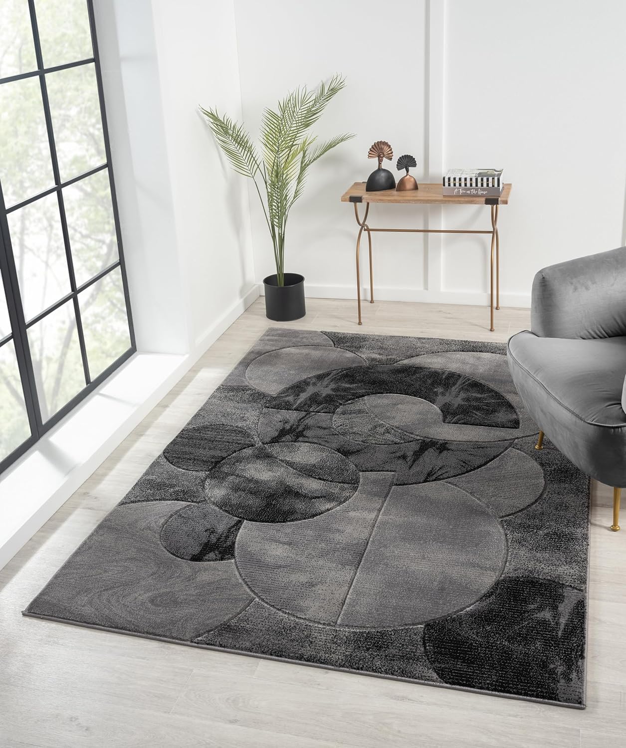 Alfombra de área de 5 x 8 pies para sala de estar, dormitorio u oficina, lavable a máquina, con diseños florales, geométricos, desgastados y