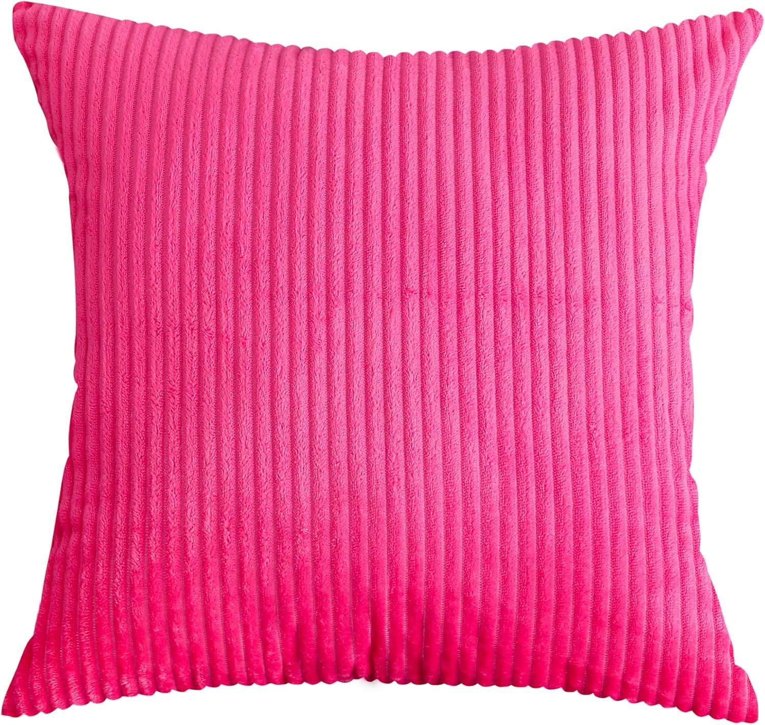 TangDepot, Juego de 2 fundas de almohada decorativas de pana a rayas de terciopelo sólido a rayas (18 x 18 pulgadas, 2 piezas, A75 rosa intenso)