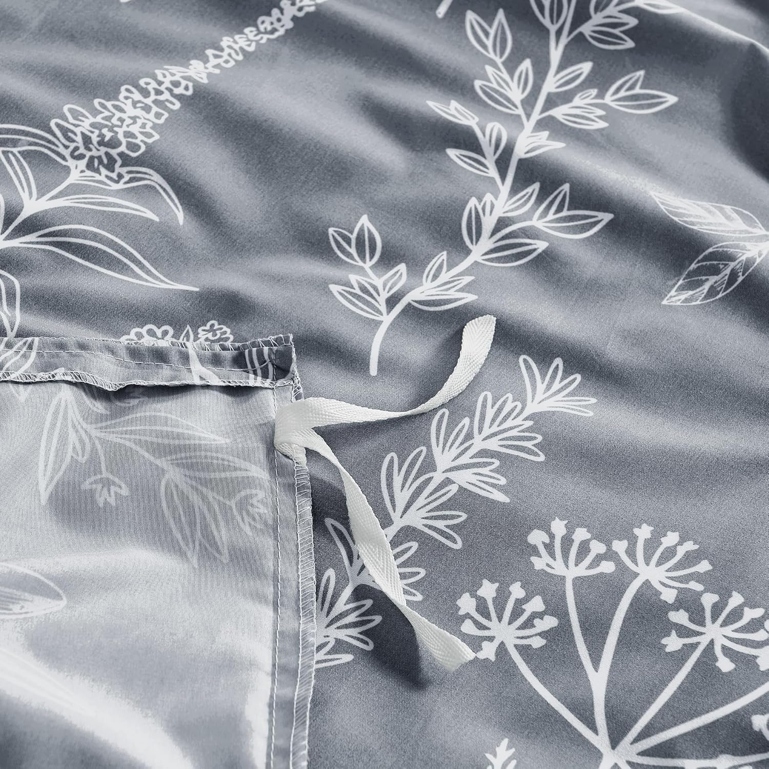 Juego de funda de edredón tamaño King, reversible floral gris con cierre de cremallera, juego de ropa de cama de microfibra suave de 3 piezas con