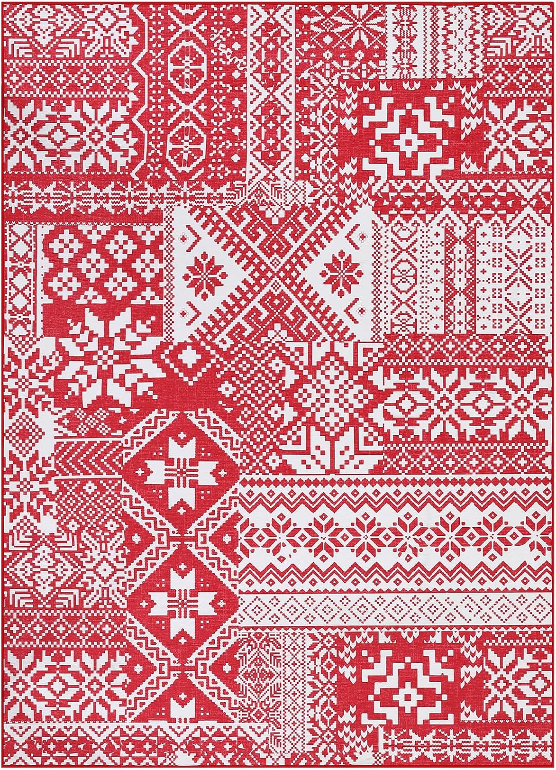 GAOMON Alfombras para sala de estar, decoración de habitación de Navidad, alfombra roja, alfombra lavable, alfombra antideslizante, alfombra bohemia
