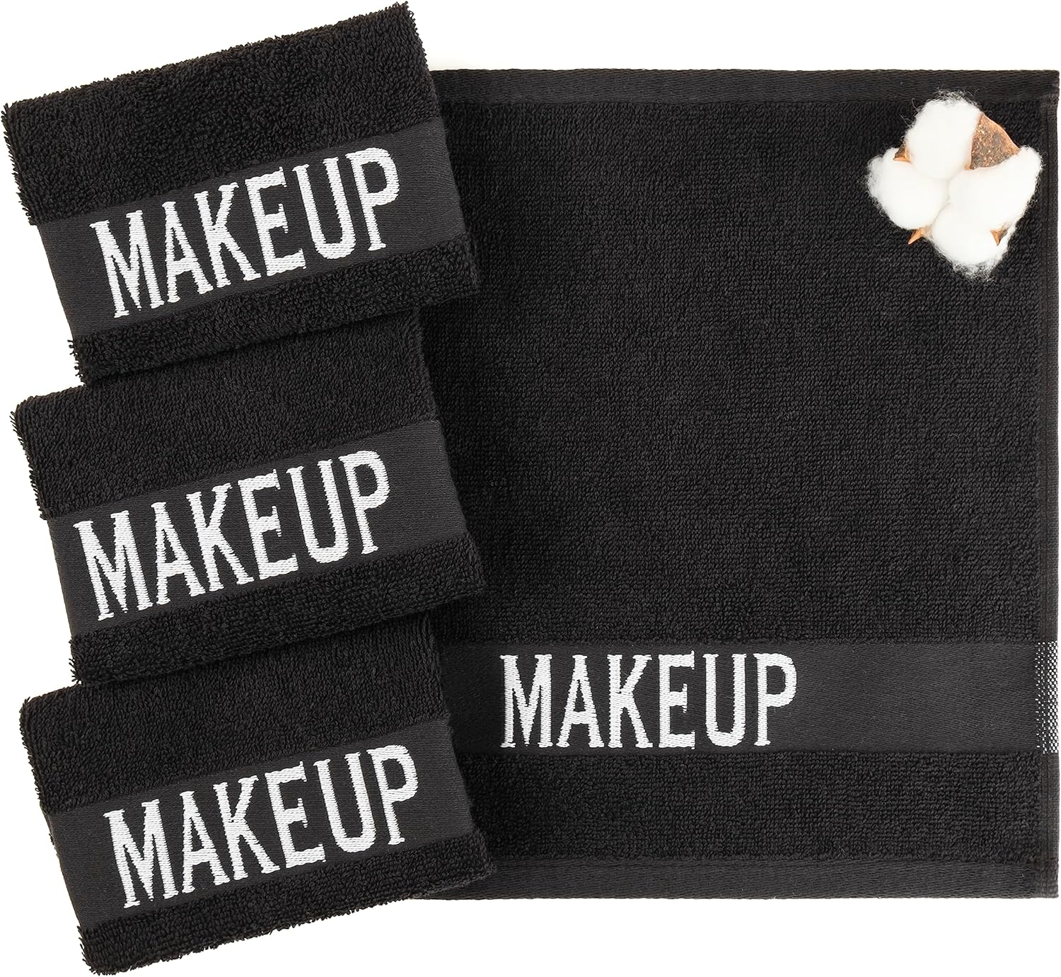 American Soft Linen – Toallitas, 100% de algodón, para usar como desmaquillante, para la cara, 12 x 12 pulgadas, 4 unidades, color negro